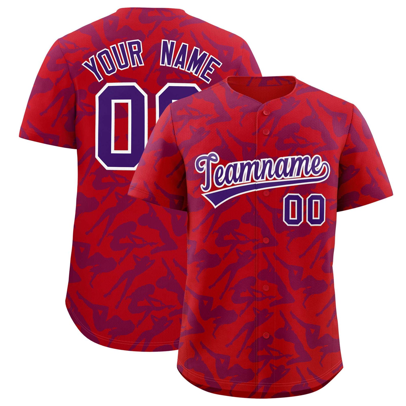 Custom Red Purple Playboy Graffiti Pattern Authentic Baseball Jersey