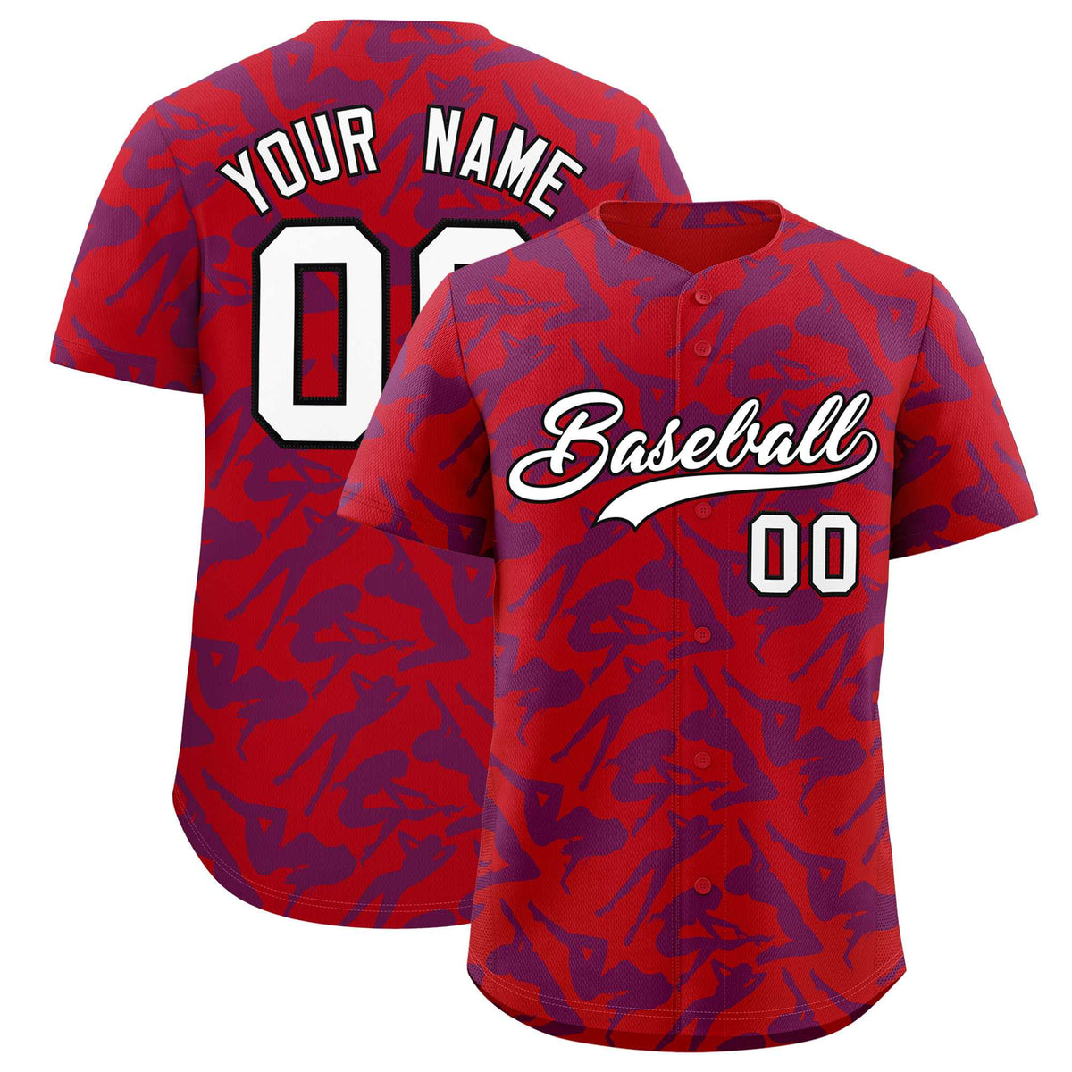 Custom Red Purple Playboy Graffiti Pattern Authentic Baseball Jersey