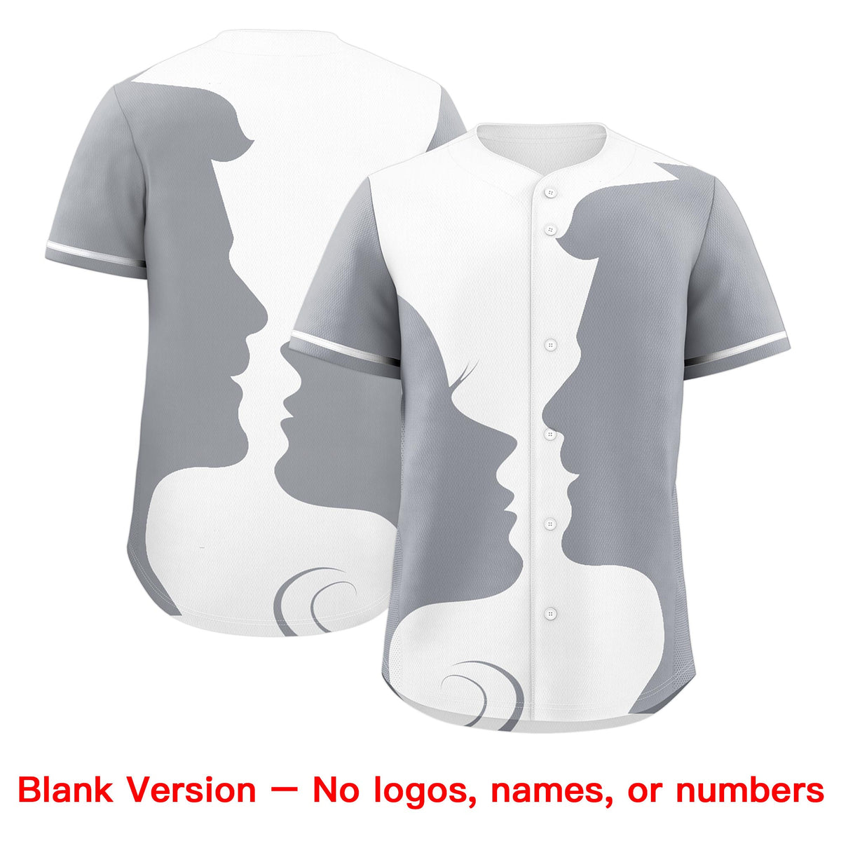 Custom White Gray Silhouettes of Loving Couple Valentine's Day Baseball Jersey| KXKSHOP