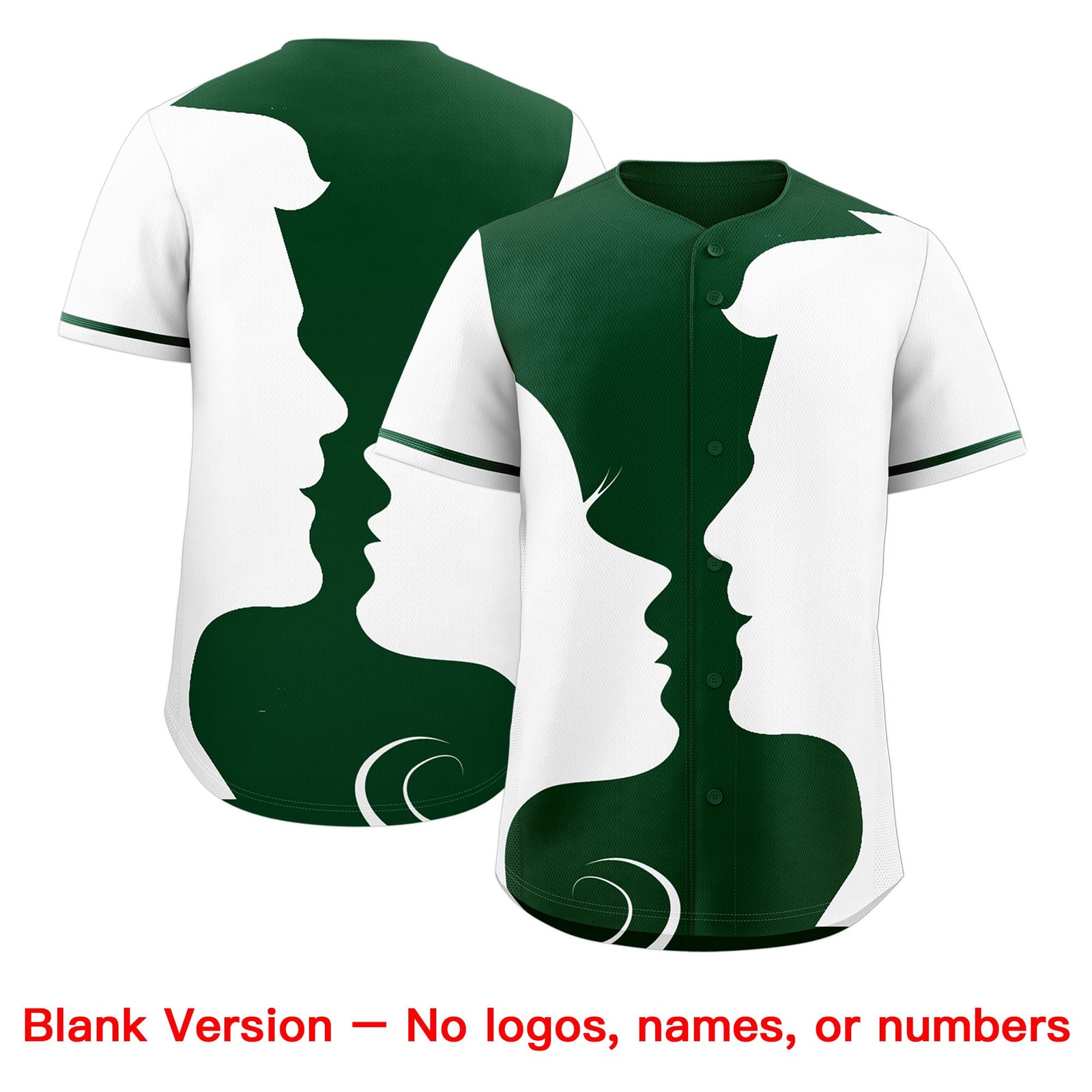 Custom Green White Silhouettes of Loving Couple Valentine's Day Baseball Jersey| KXKSHOP