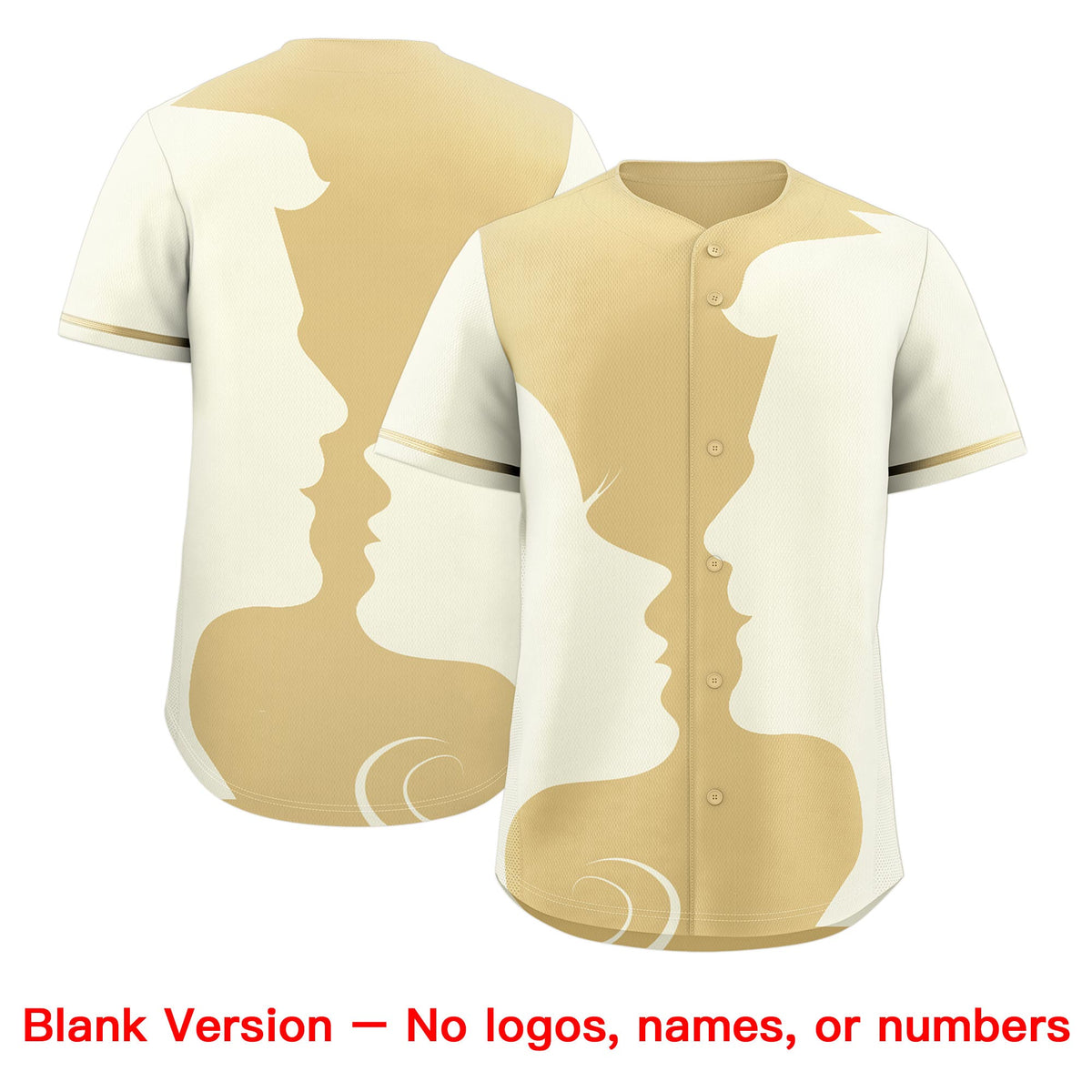Custom Khaki Cream Silhouettes of Loving Couple Valentine's Day Baseball Jersey| KXKSHOP