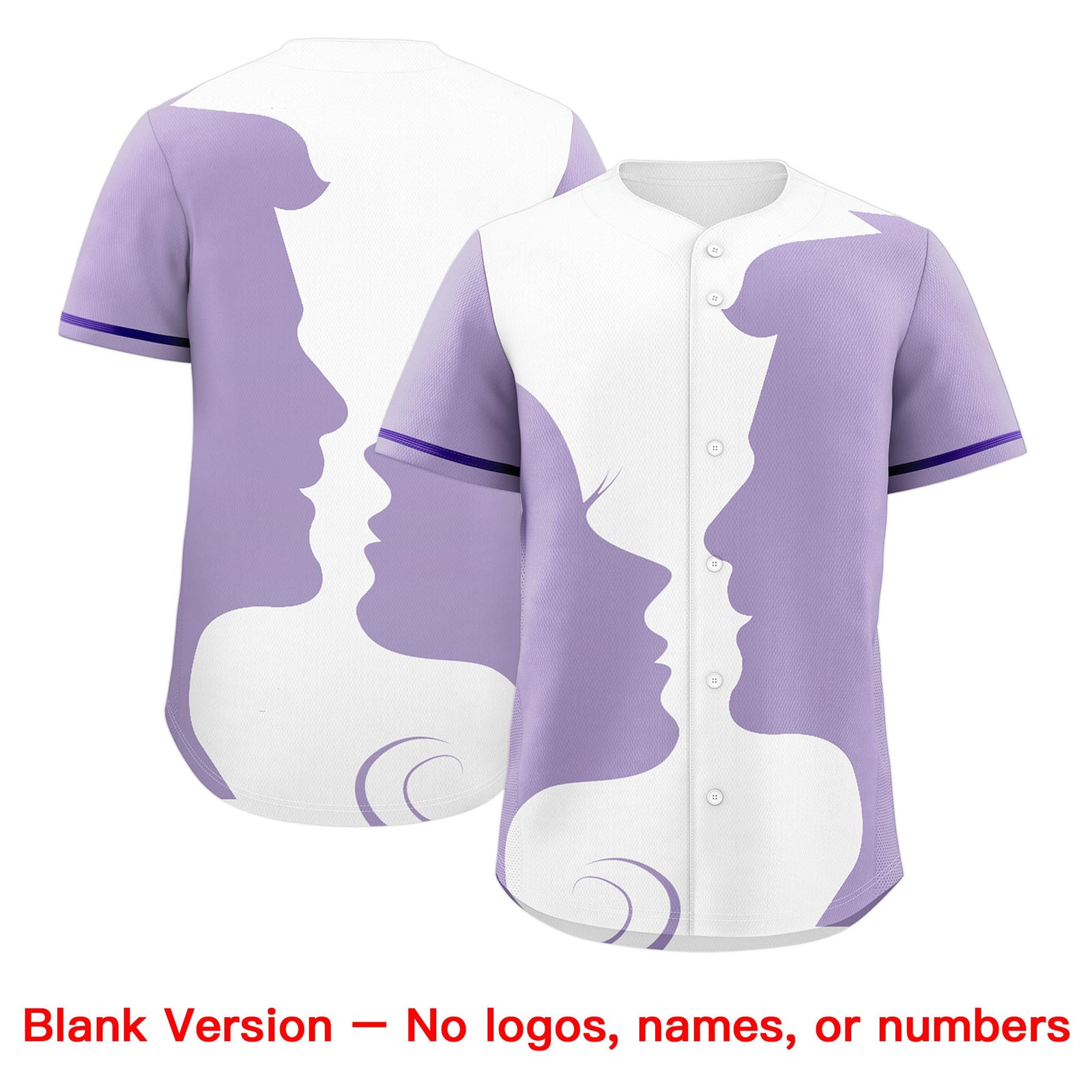 Custom Purple White Light Purple Silhouettes of Loving Couple Valentine's Day Baseball Jersey| KXKSHOP