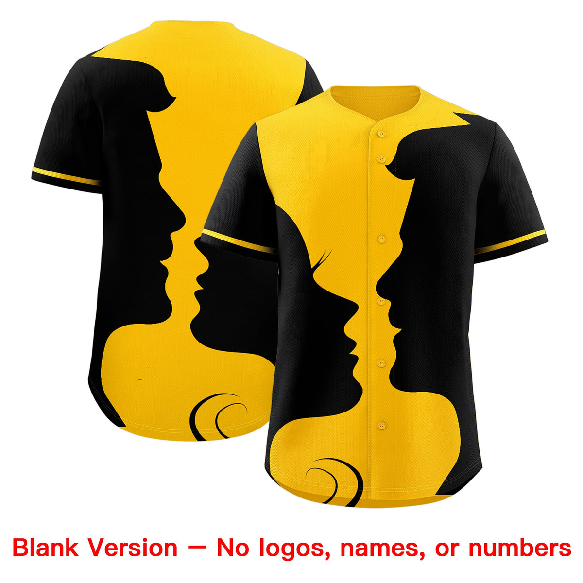 Custom Gold Black Silhouettes of Loving Couple Valentine's Day Baseball Jersey| KXKSHOP