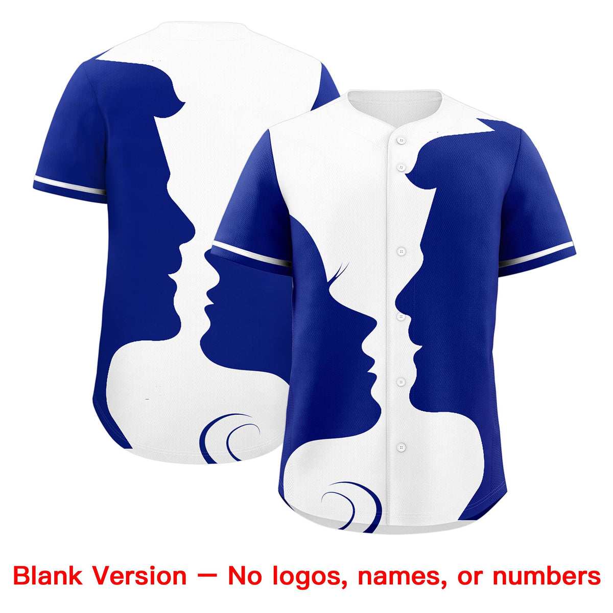 Custom White Royal Silhouettes of Loving Couple Valentine's Day Baseball Jersey| KXKSHOP