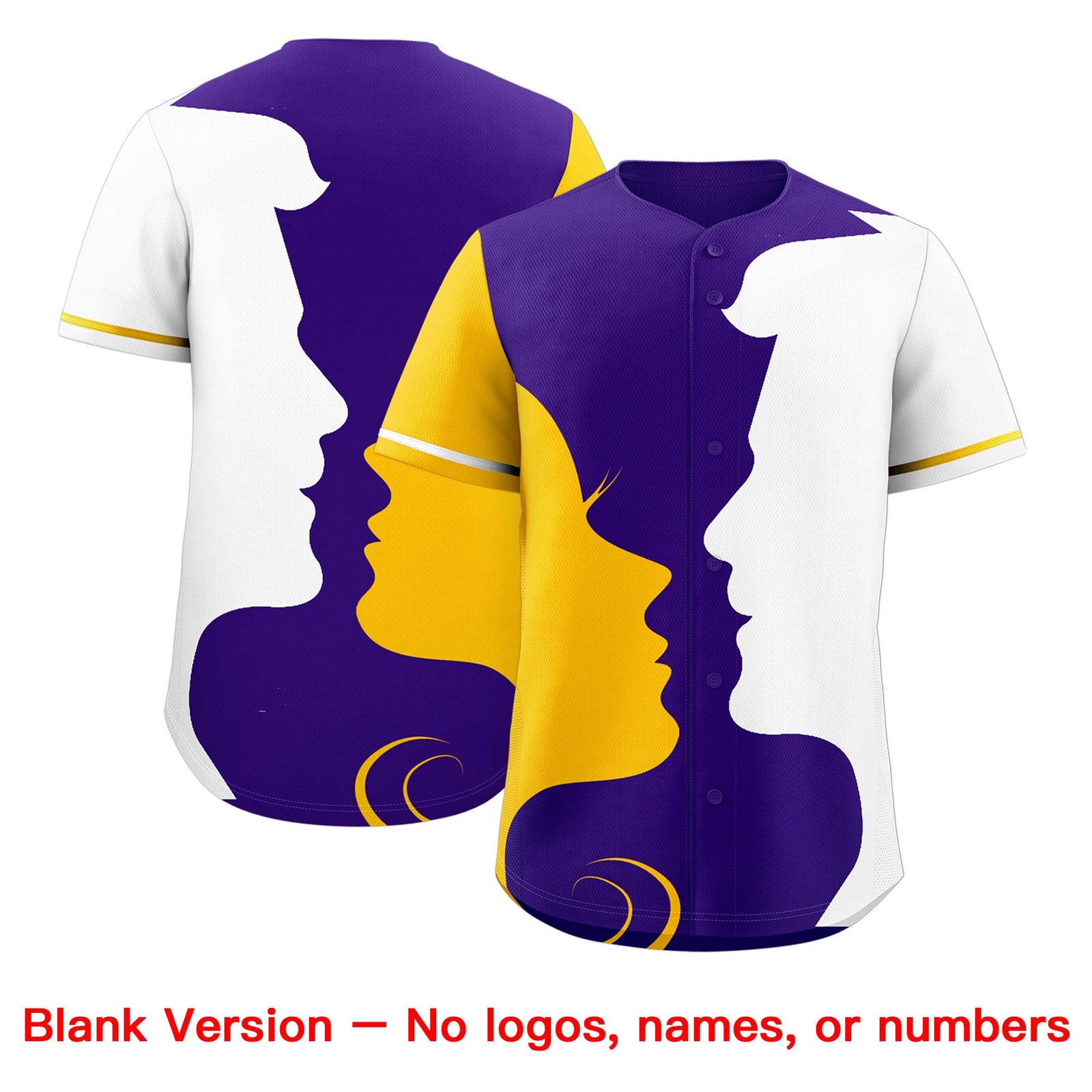 Custom Gold White Silhouettes of Loving Couple Valentine's Day Baseball Jersey| KXKSHOP