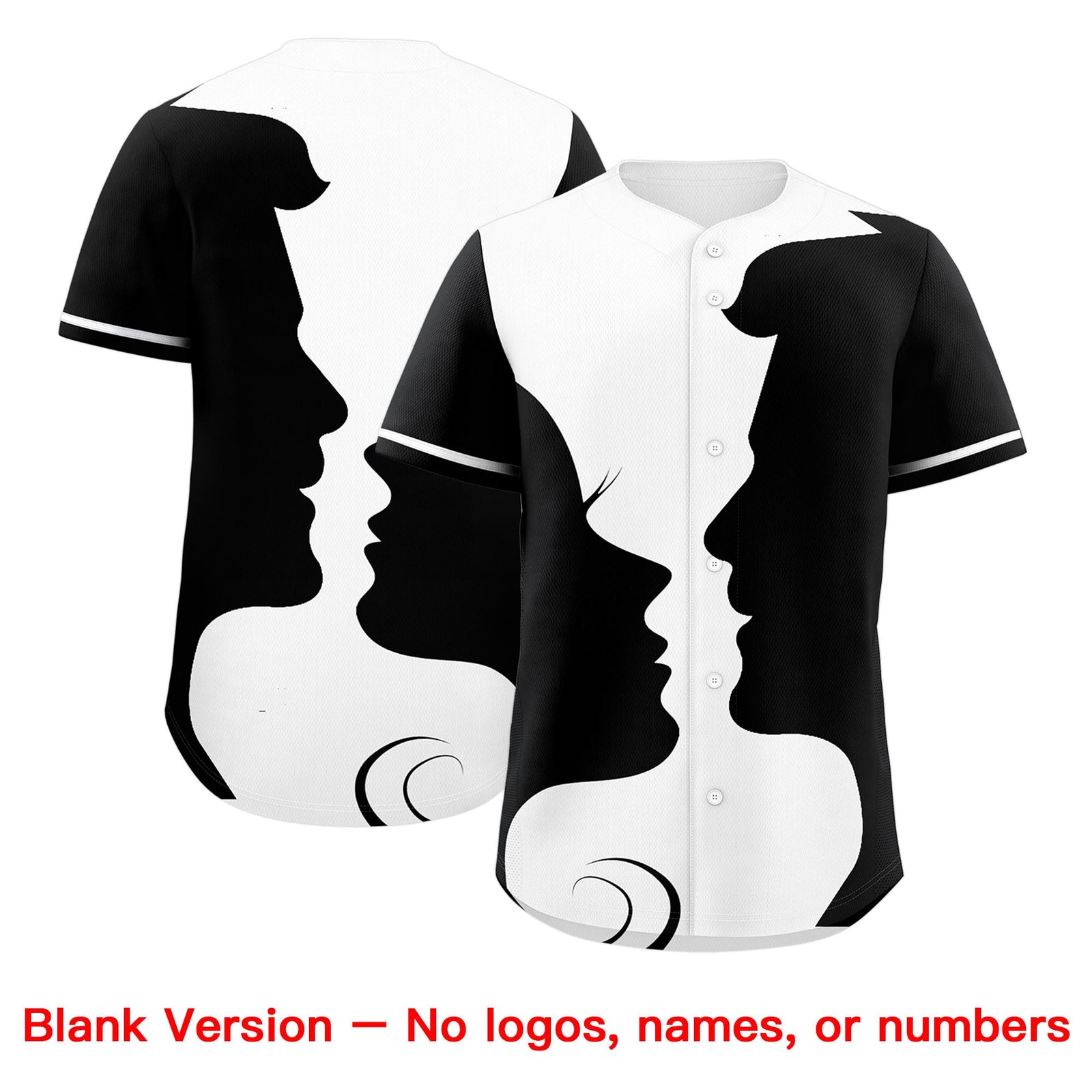 Custom White Black Silhouettes of Loving Couple Valentine's Day Baseball Jersey| KXKSHOP