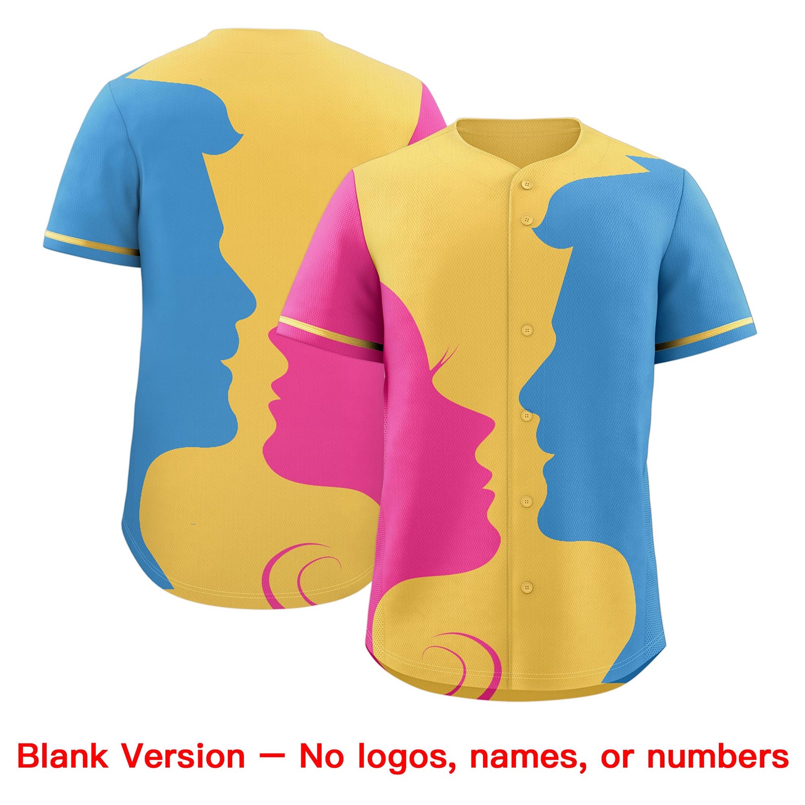 Custom Khaki Light Blue Pink Silhouettes of Loving Couple Valentine's Day Baseball Jersey| KXKSHOP