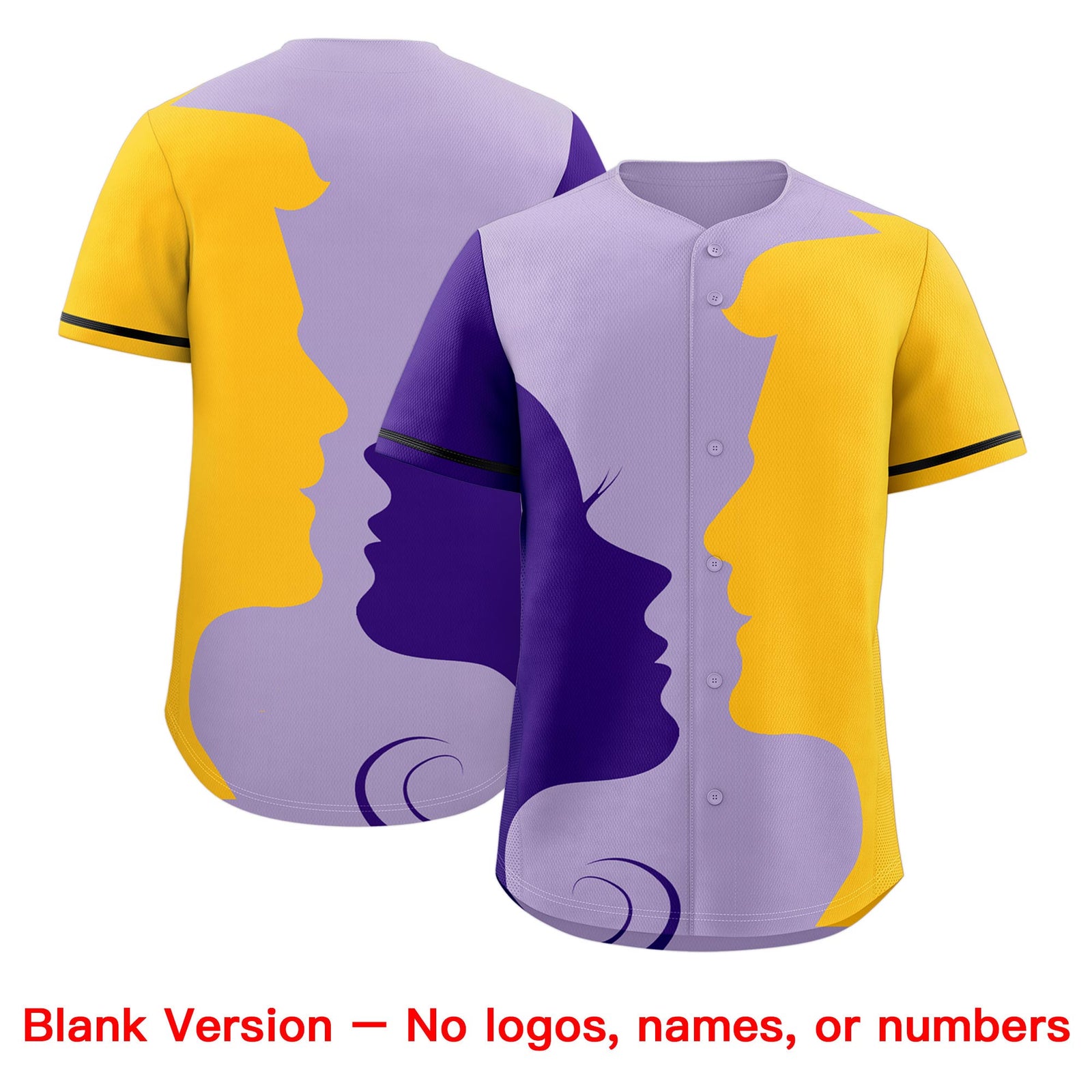 Custom Purple Gold Black Silhouettes of Loving Couple Valentine's Day Baseball Jersey| KXKSHOP