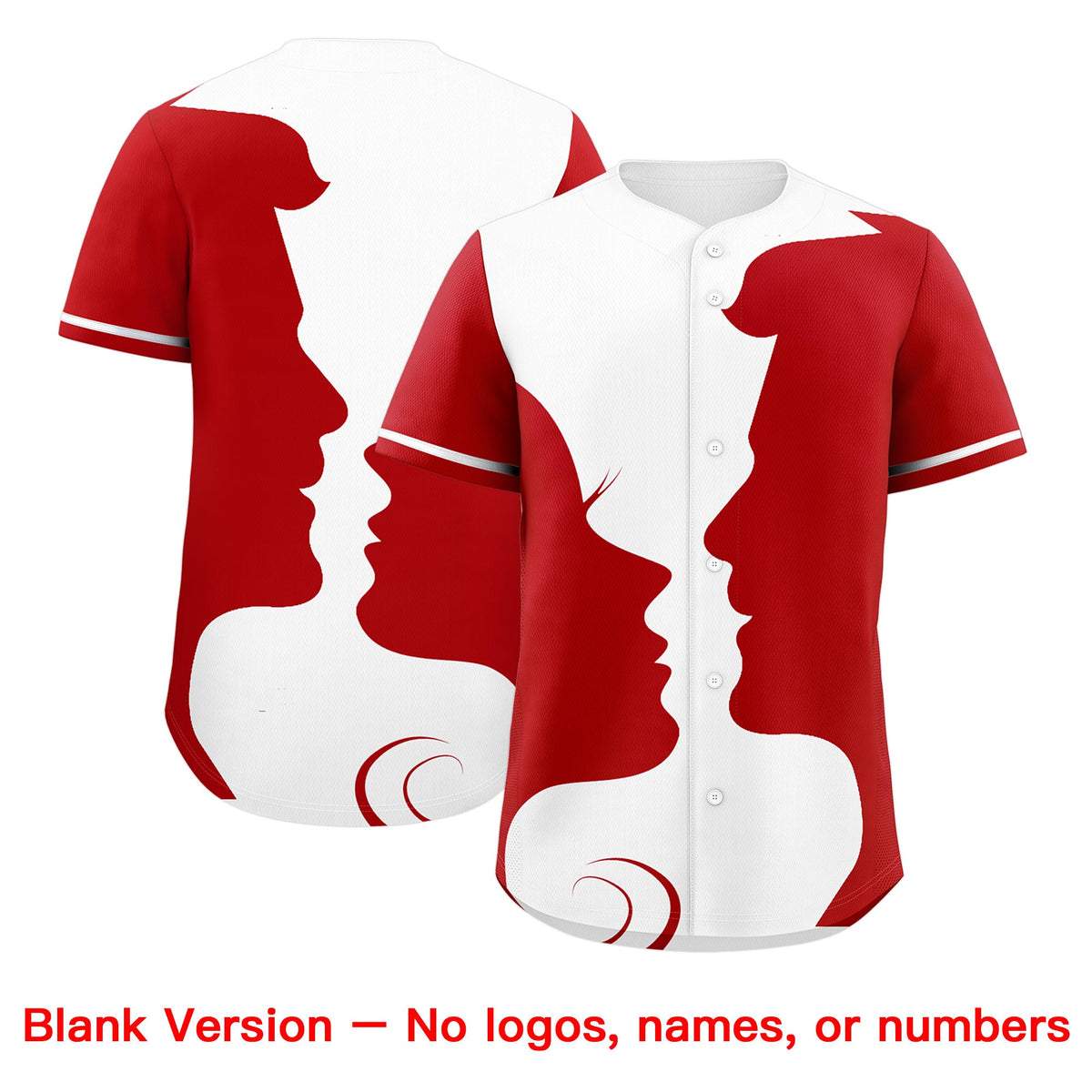 Custom White Red Silhouettes of Loving Couple Valentine's Day Baseball Jersey| KXKSHOP