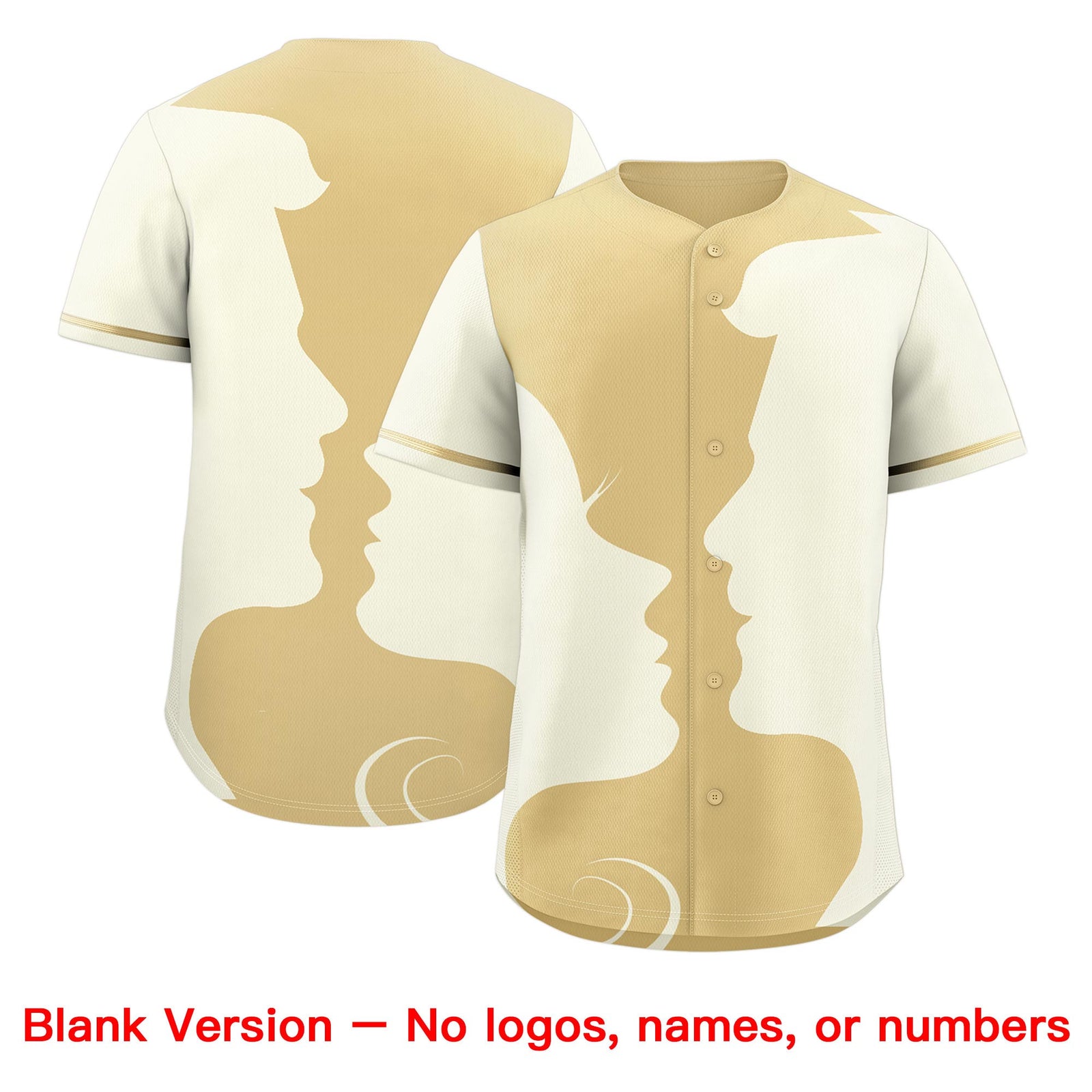 Custom Khaki Cream Silhouettes of Loving Couple Valentine's Day Baseball Jersey| KXKSHOP