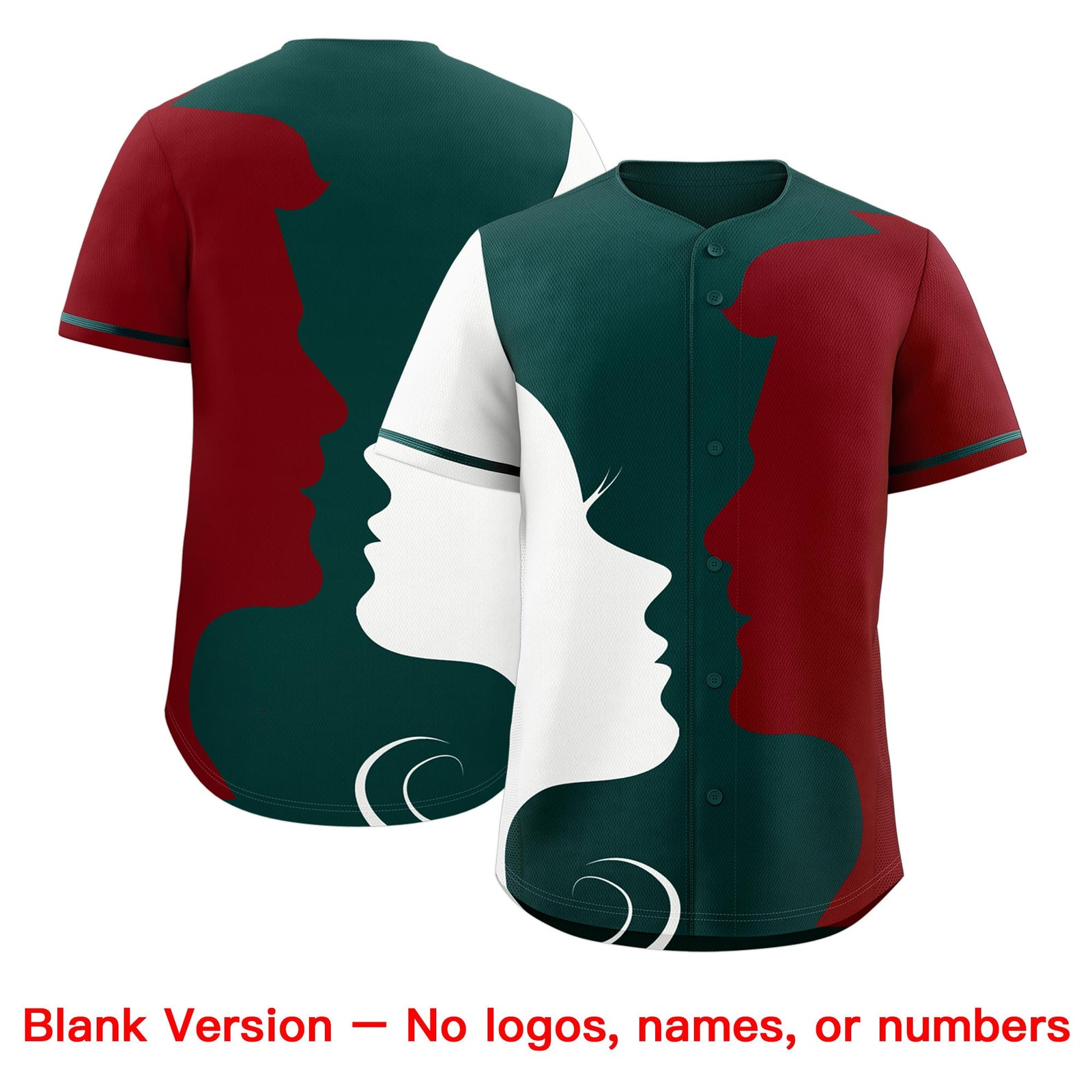 Custom Teal White Crimson Silhouettes of Loving Couple Valentine's Day Baseball Jersey| KXKSHOP