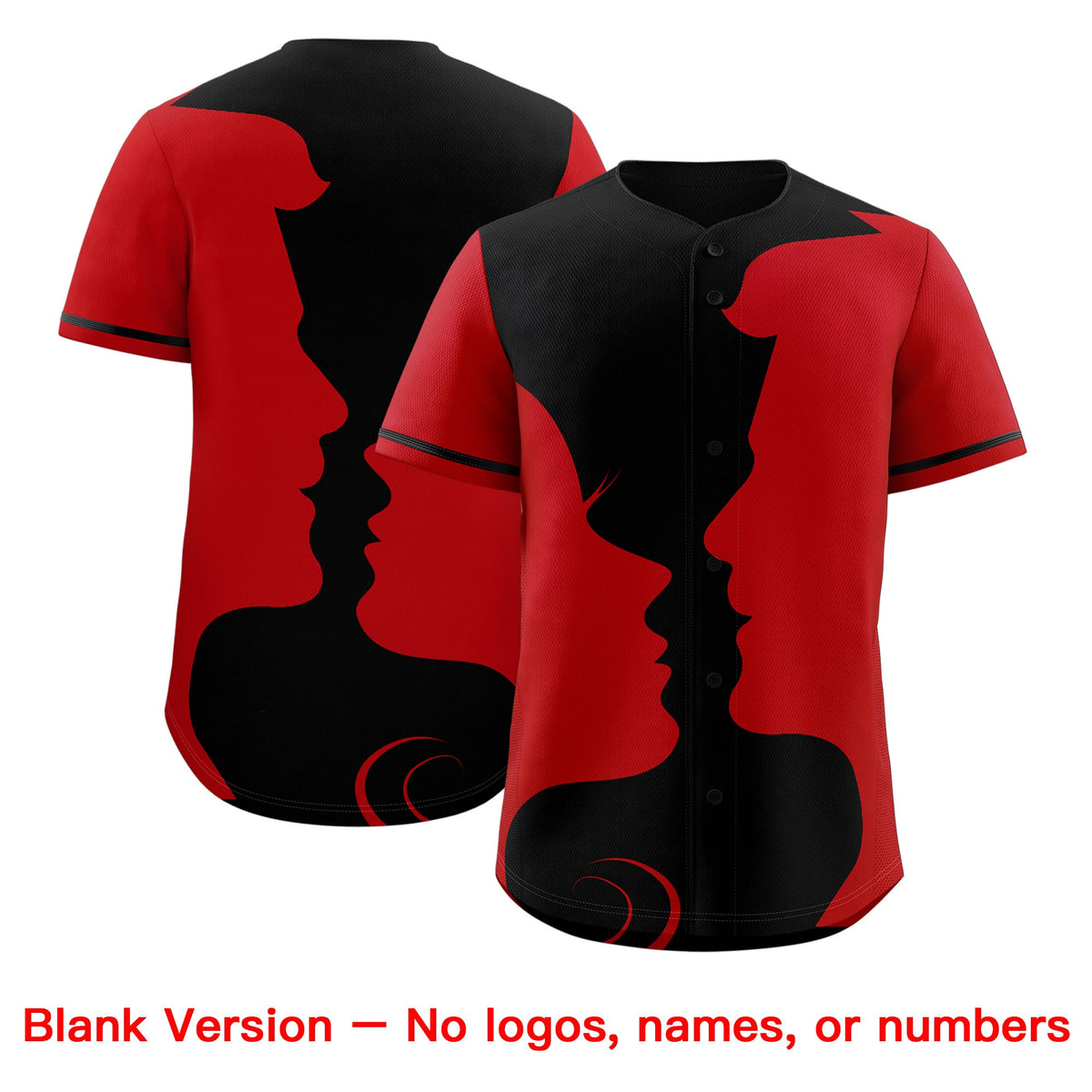Custom Black Red Silhouettes of Loving Couple Valentine's Day Baseball Jersey| KXKSHOP