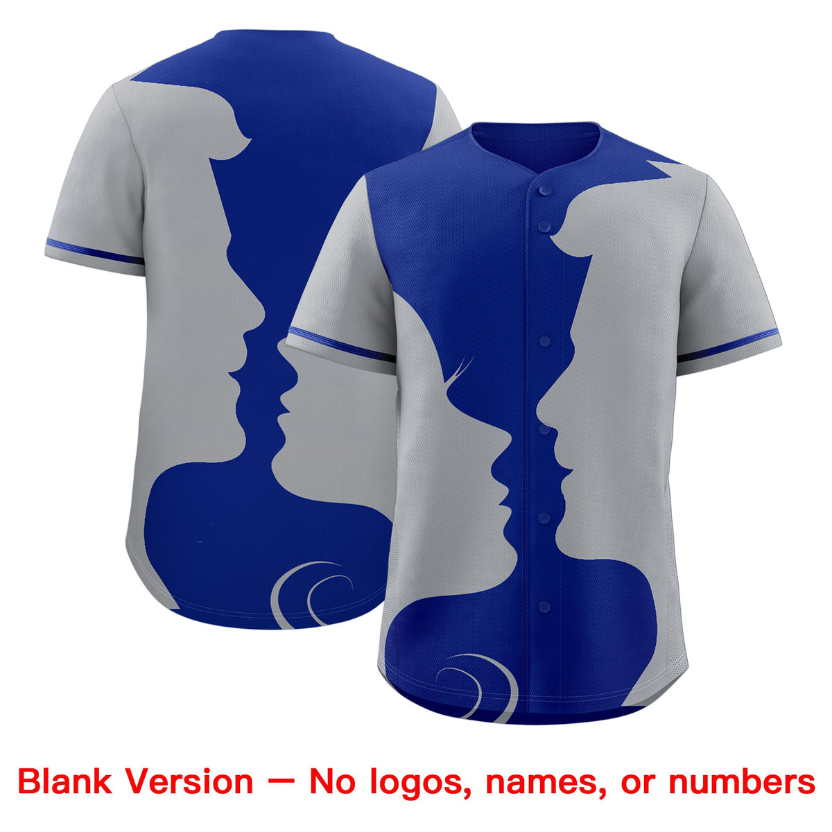 Custom Royal Gray Silhouettes of Loving Couple Valentine's Day Baseball Jersey| KXKSHOP