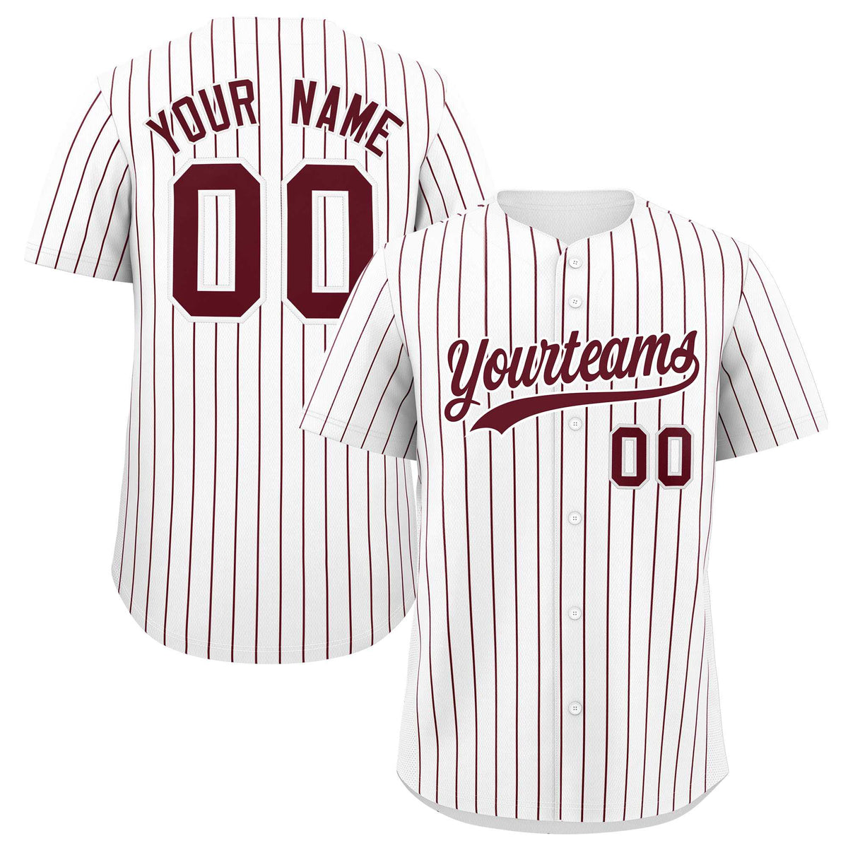 Custom White Maroon Stripe Fashion Authentic Baseball Jersey