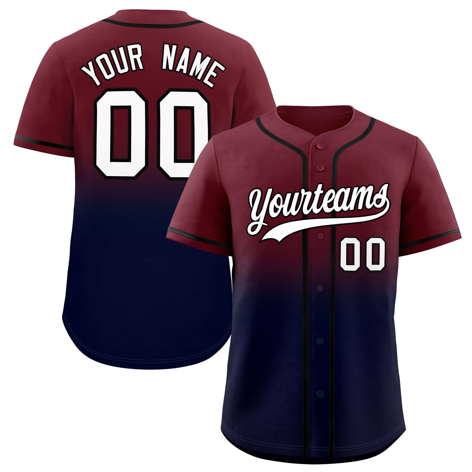 Custom Maroon Navy Gradient Fashion Authentic Baseball Jersey