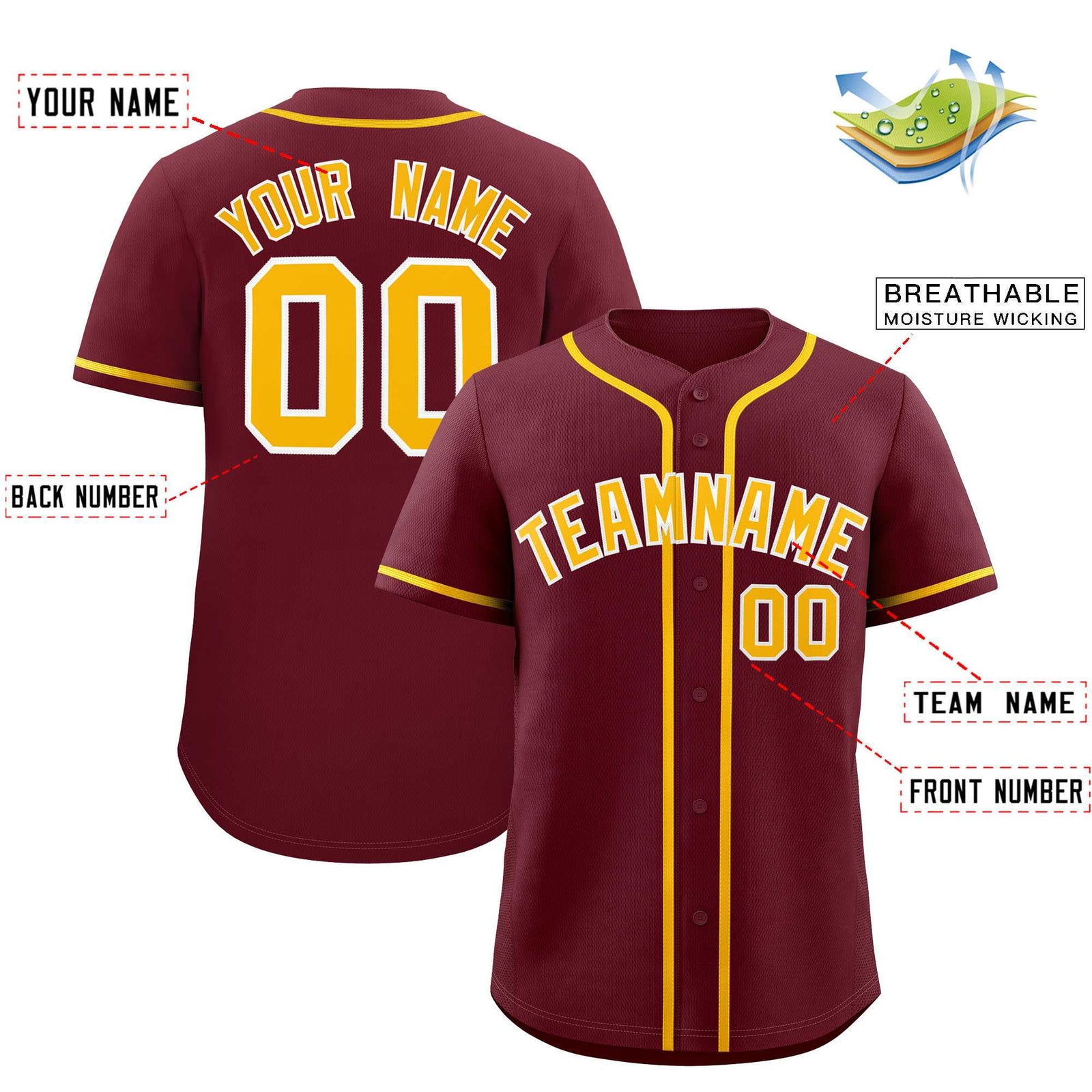 Custom Maroon Classic Style Authentic Baseball Jersey