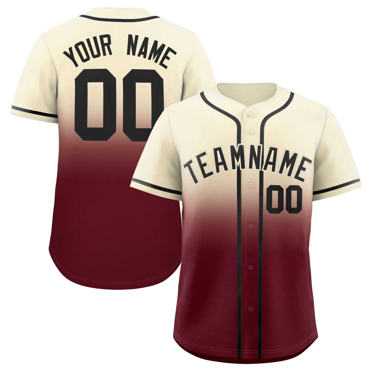 Custom Cream Maroon Gradient Fashion Authentic Baseball Jersey