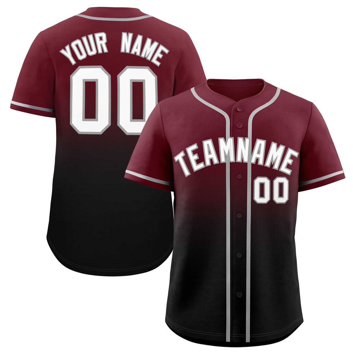 Custom Maroon Black Gradient Fashion Authentic Baseball Jersey