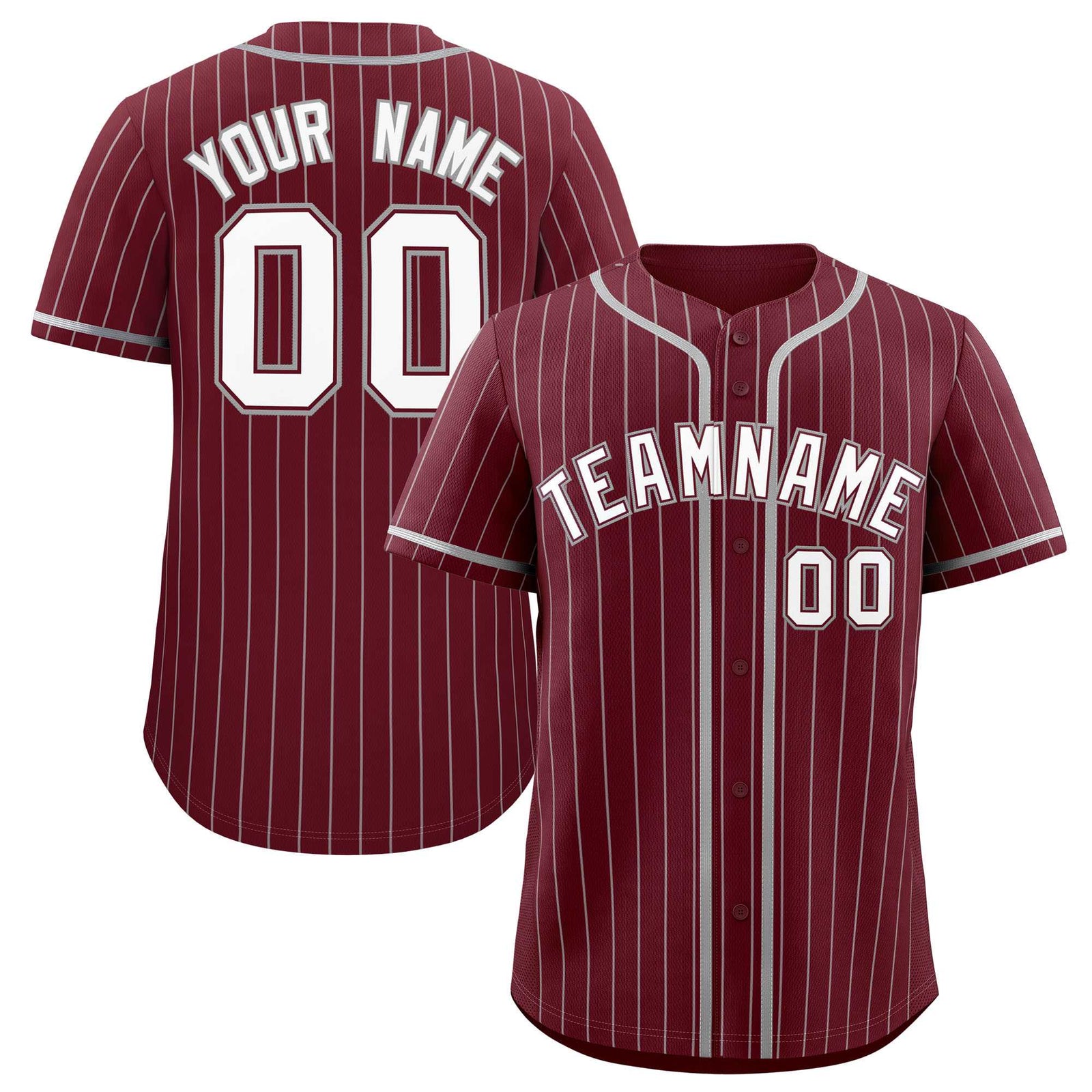 Custom Maroon Gray Stripe Fashion Authentic Baseball Jersey