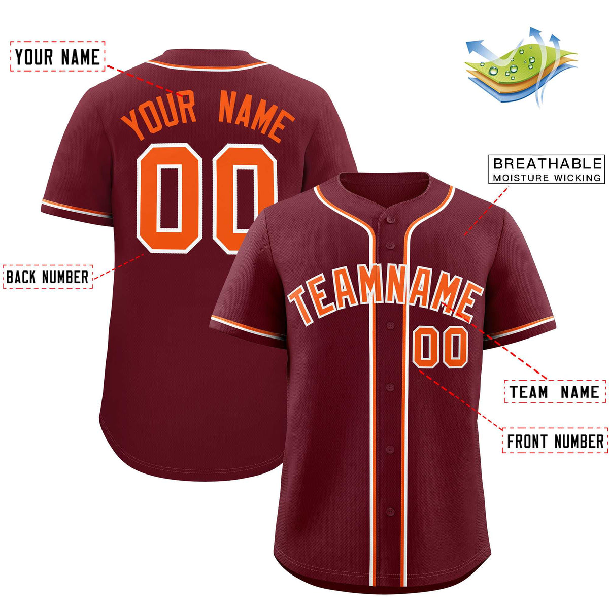 Custom Maroon Classic Style Authentic Baseball Jersey
