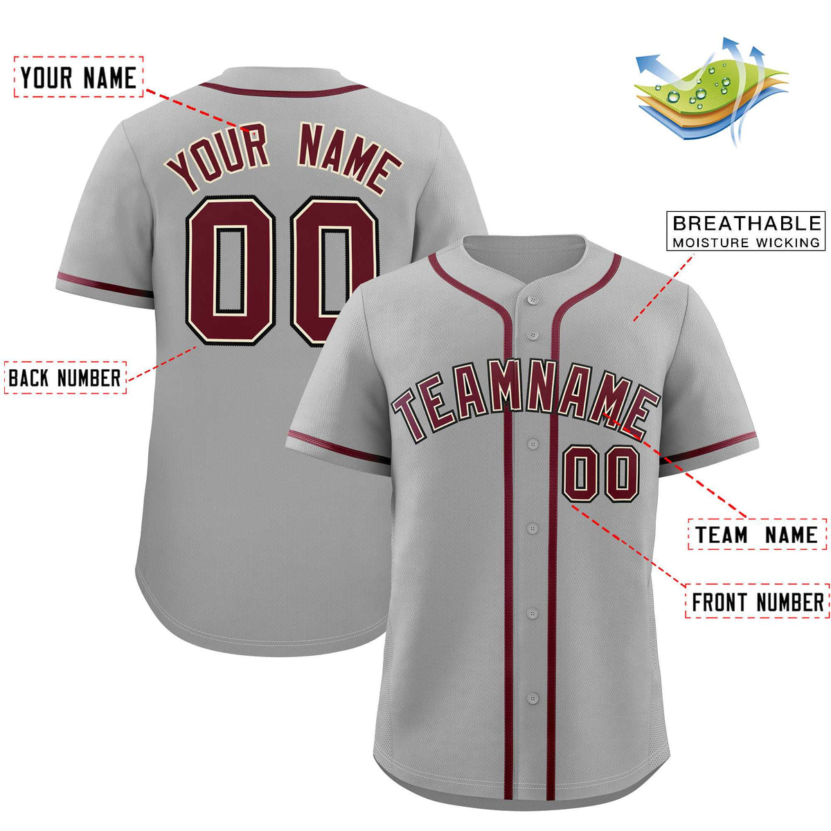 Custom Gray Classic Style Authentic Baseball Jersey