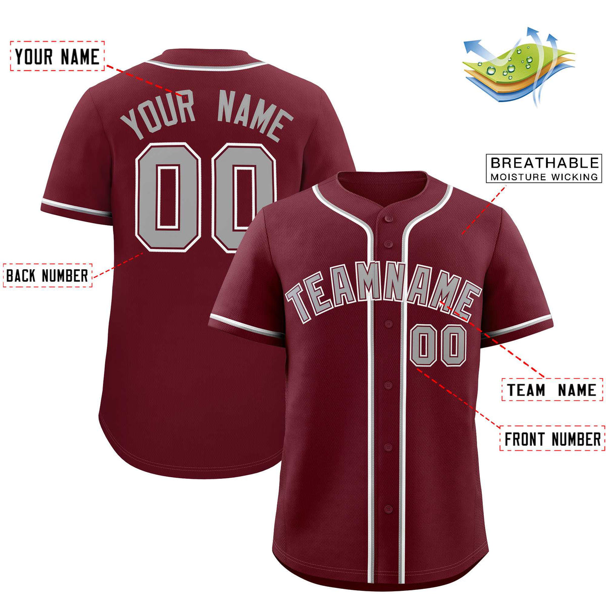Custom Maroon Classic Style Authentic Baseball Jersey