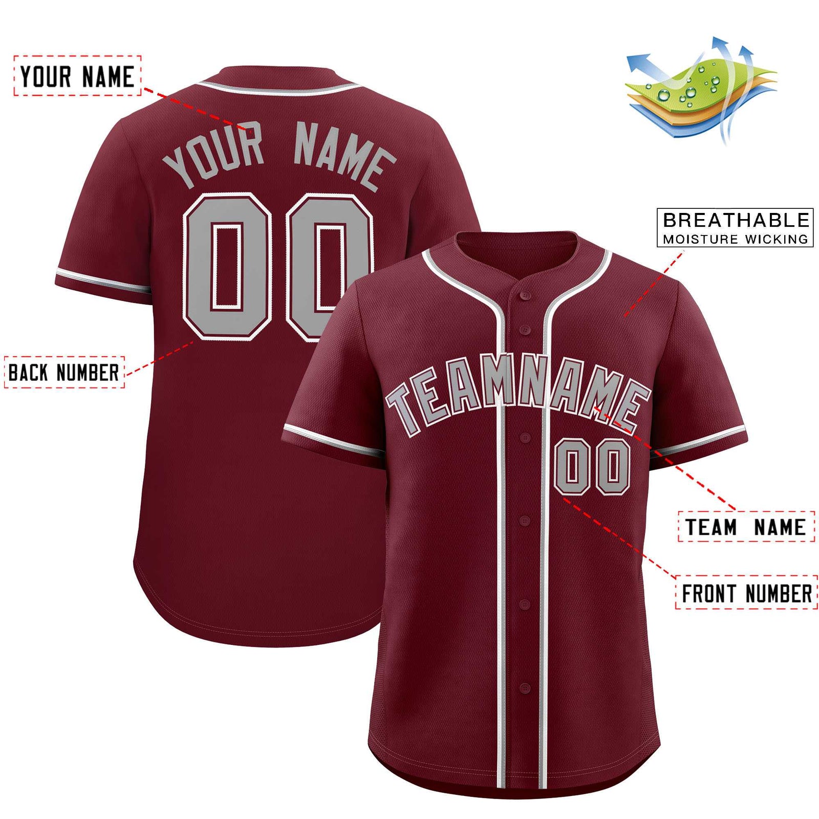 Custom Maroon Classic Style Authentic Baseball Jersey