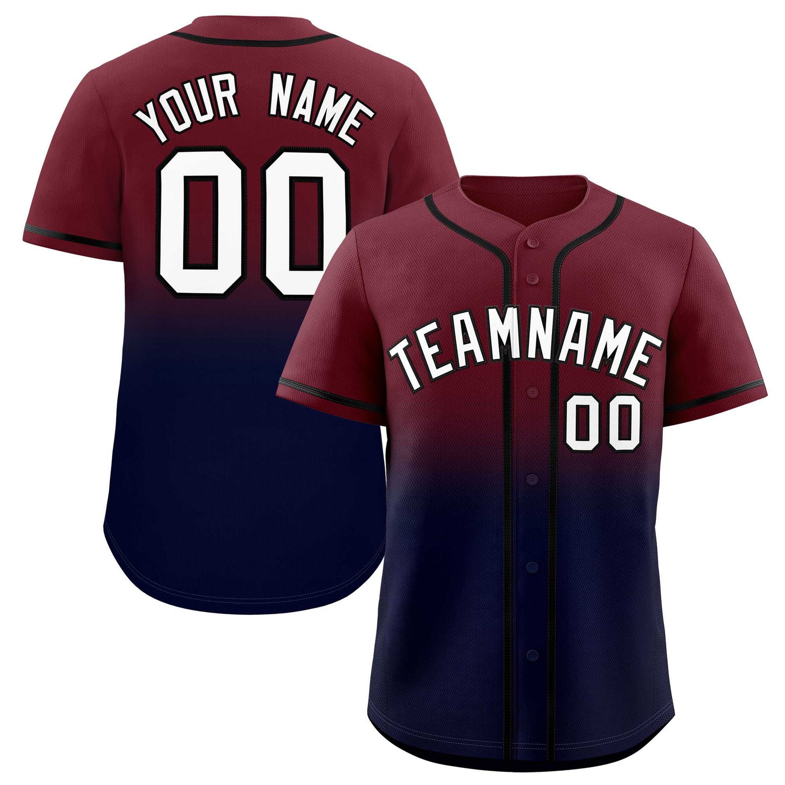 Custom Maroon Navy Gradient Fashion Authentic Baseball Jersey