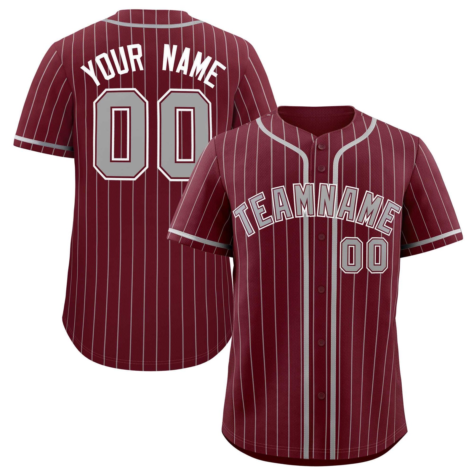 Custom Maroon Gray Stripe Fashion Authentic Baseball Jersey