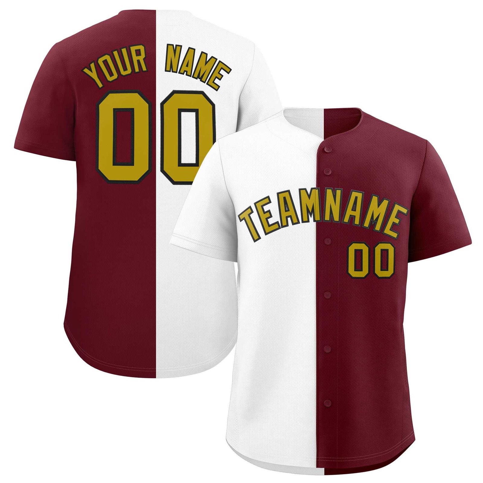 Custom White Maroon Two Tone Striped Fashion Authentic Baseball Jersey
