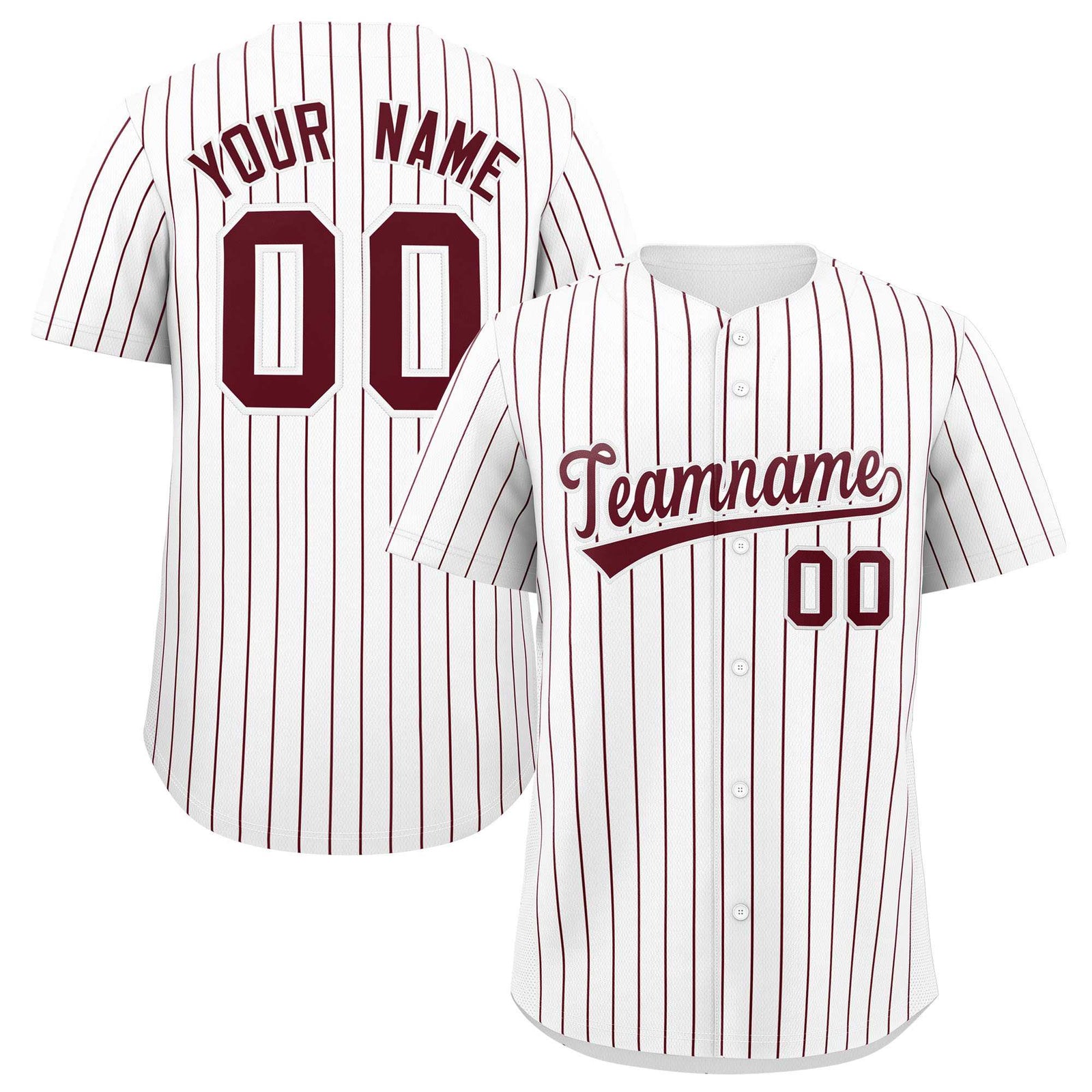 Custom White Maroon Stripe Fashion Authentic Baseball Jersey