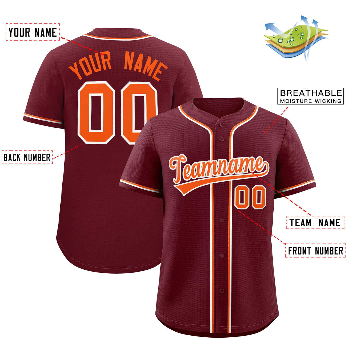 Custom Maroon Classic Style Authentic Baseball Jersey