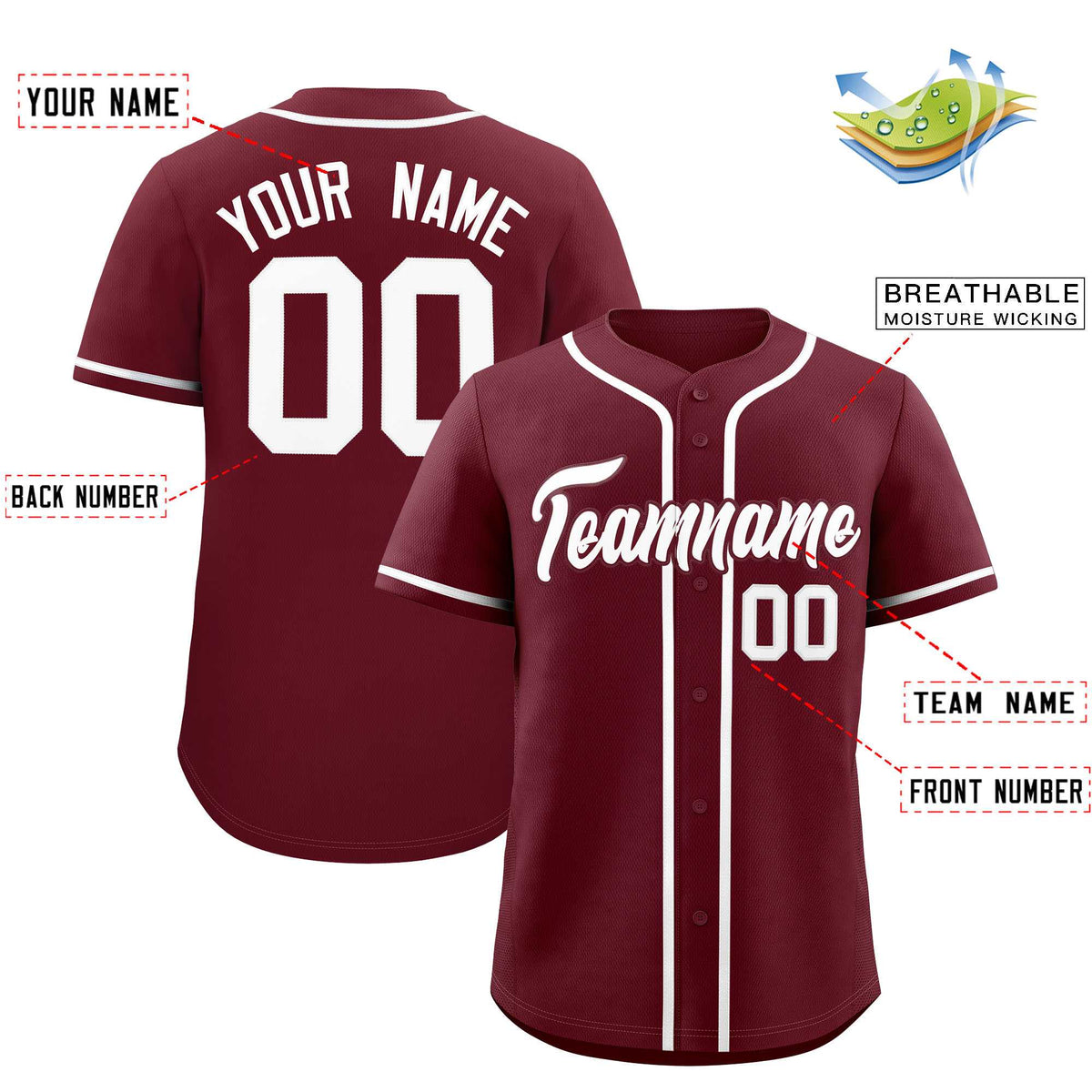 Custom Maroon Classic Style Authentic Baseball Jersey
