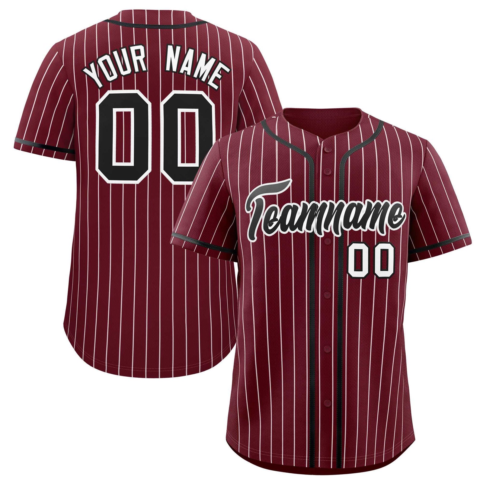 Custom Maroon White Stripe Fashion Authentic Baseball Jersey