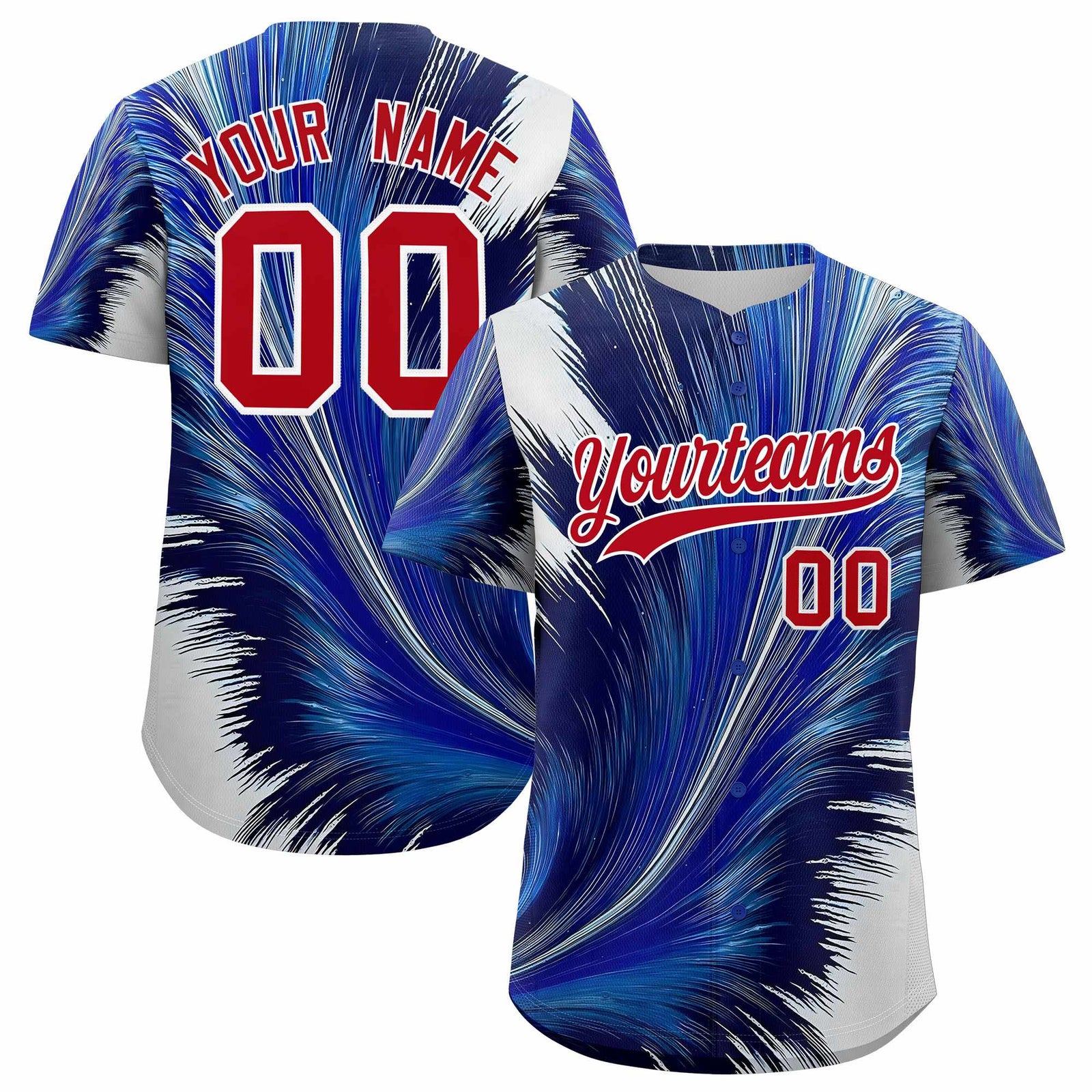Custom Red White Fluid Feather Graffiti Pattern Authentic Baseball Jersey