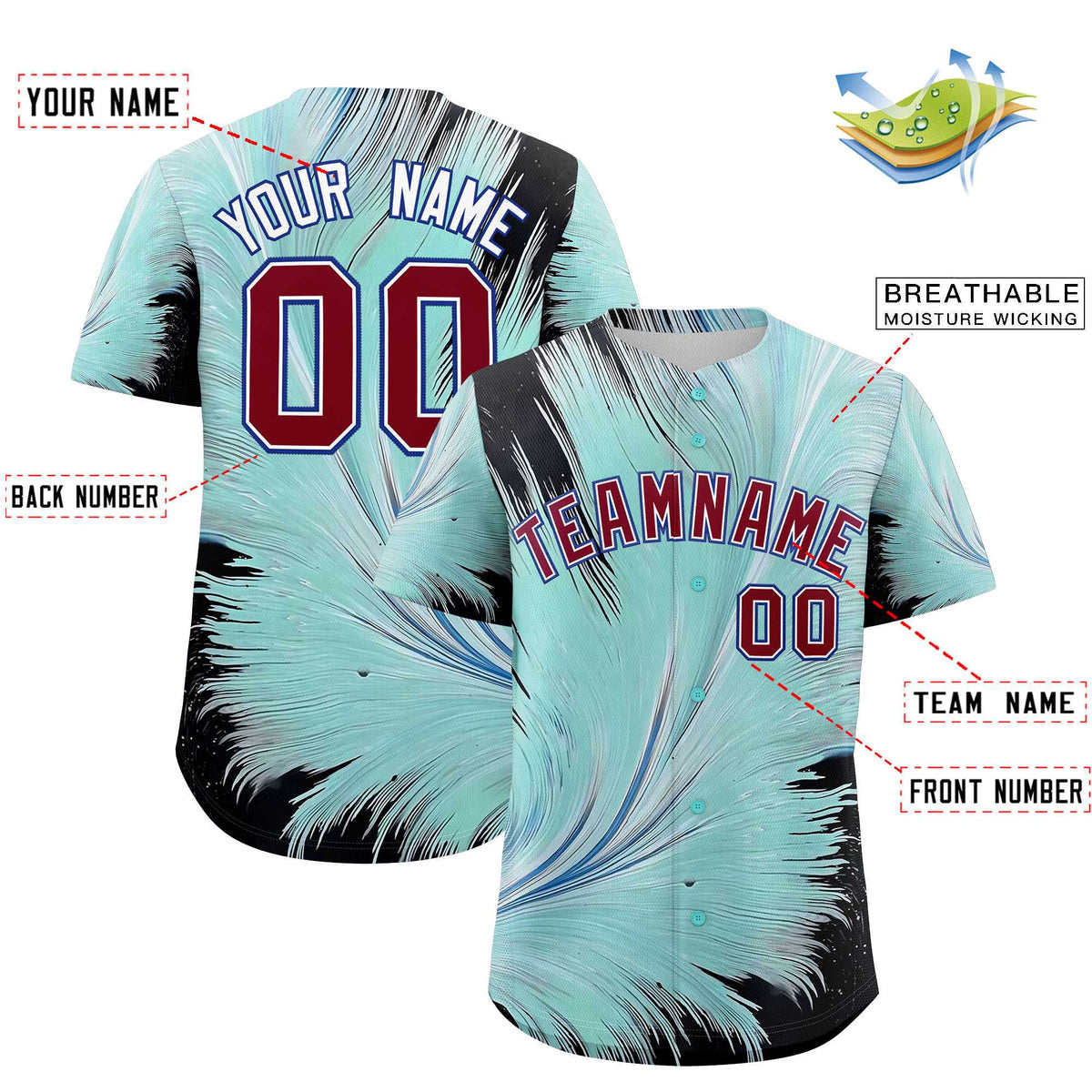 Custom Crimson White Fluid Feather Graffiti Pattern Authentic Baseball Jersey