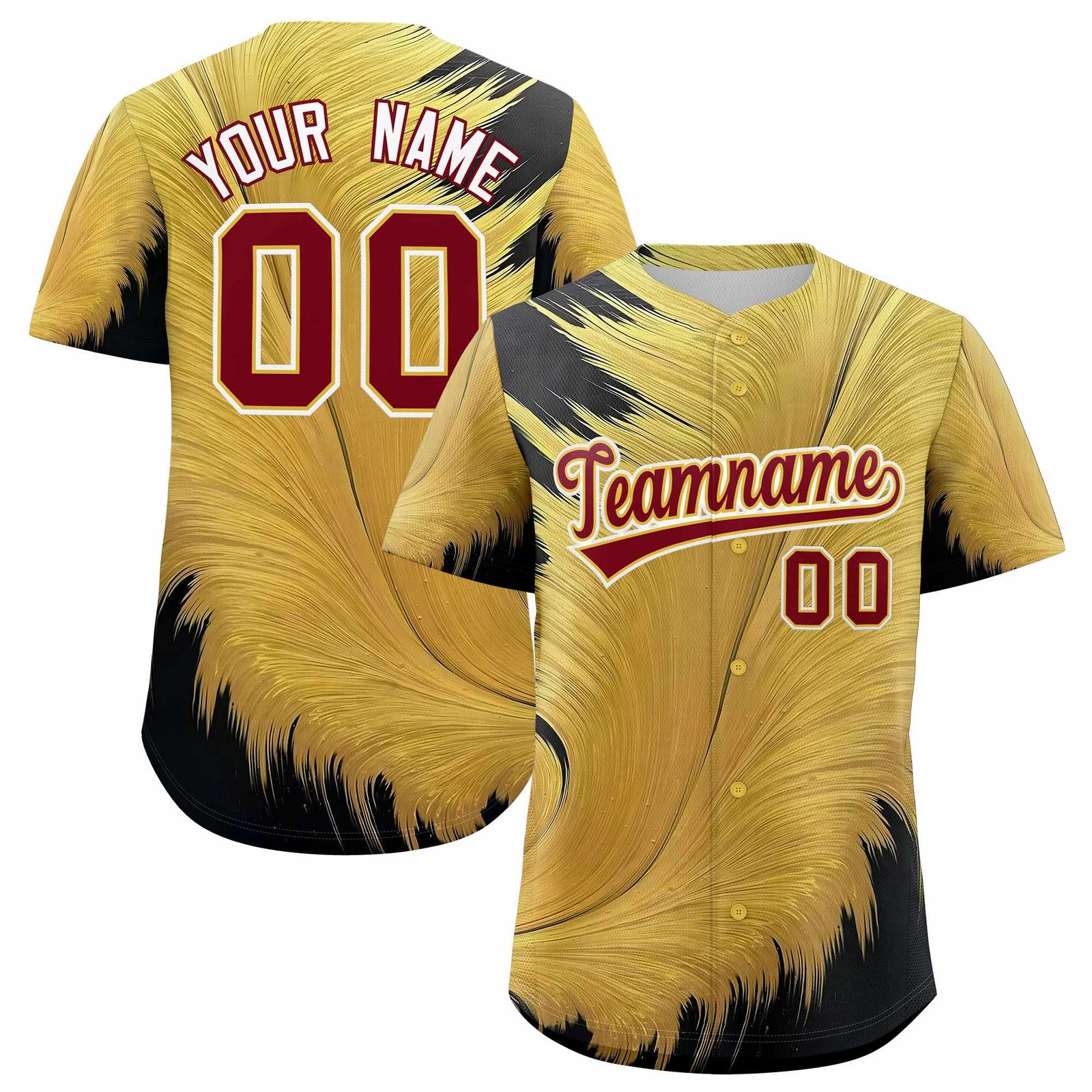 Custom Crimson Old Gold Fluid Feather Graffiti Pattern Authentic Baseball Jersey