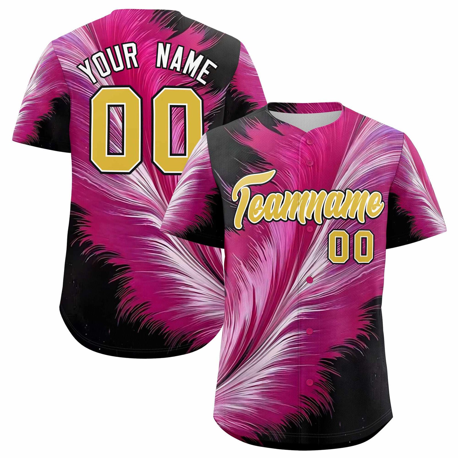 Custom Old Gold White Fluid Feather Graffiti Pattern Authentic Baseball Jersey