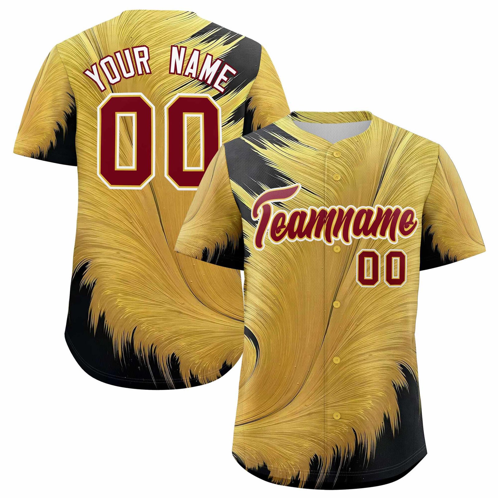 Custom Crimson Old Gold Fluid Feather Graffiti Pattern Authentic Baseball Jersey
