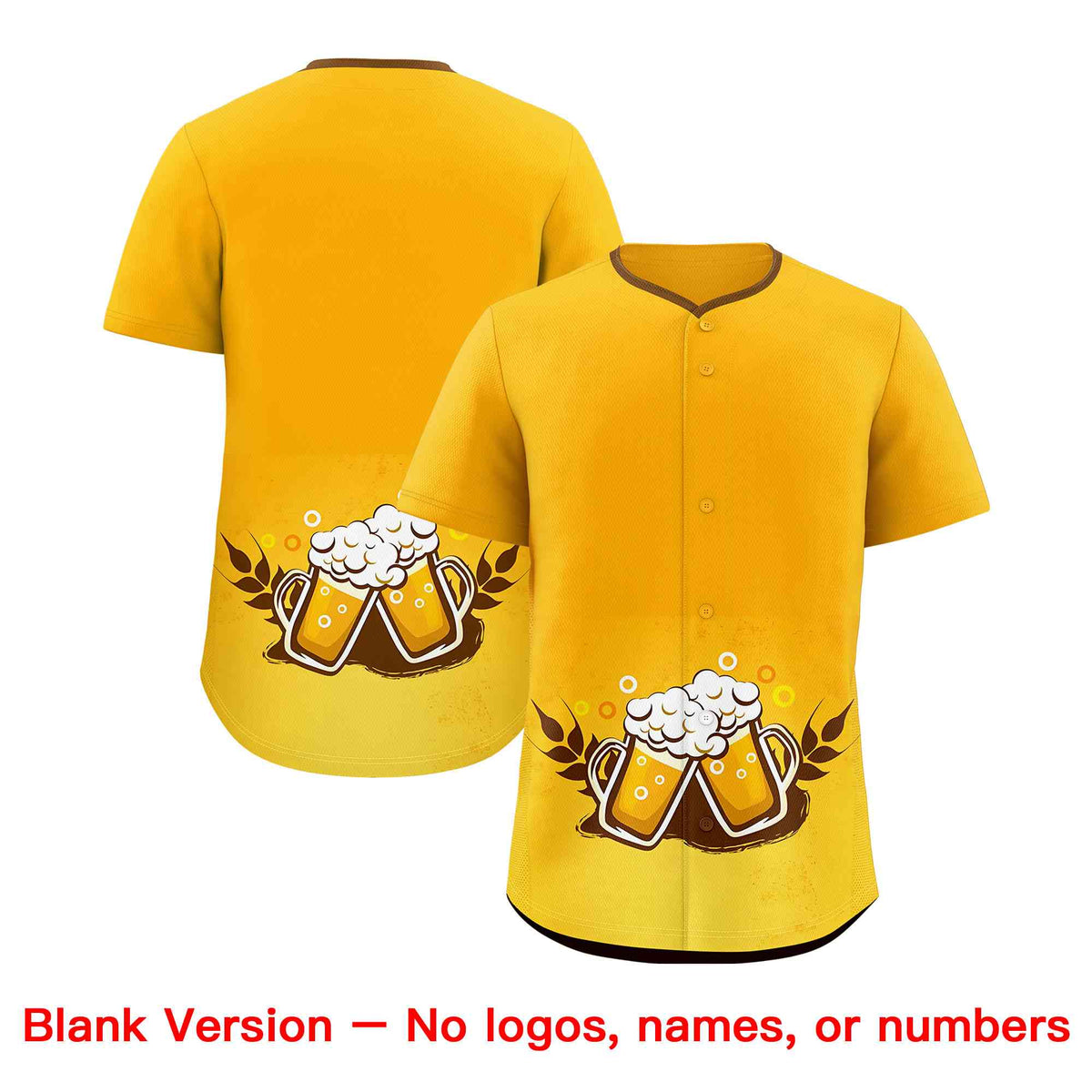Custom Yellow Light Brown National Beer Day Personalized Beer Pattern Baseball Jersey | Suitable For Groups Or Parties | KXKSHOP