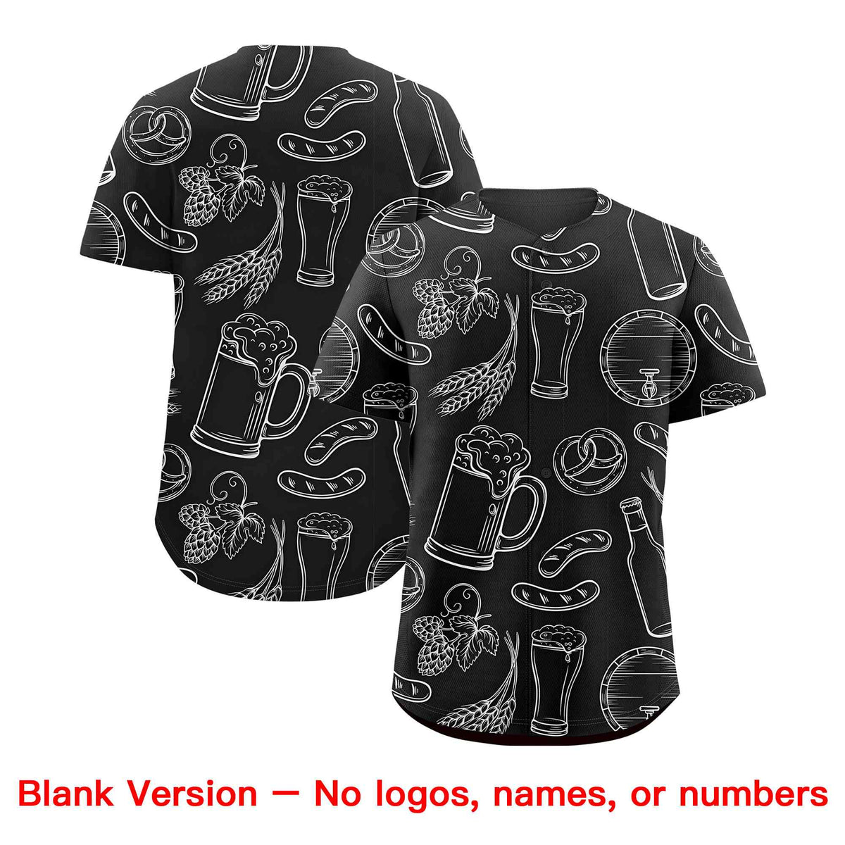 Custom Black White National Beer Day Personalized Beer Pattern Baseball Jersey | Suitable For Groups Or Parties | KXKSHOP