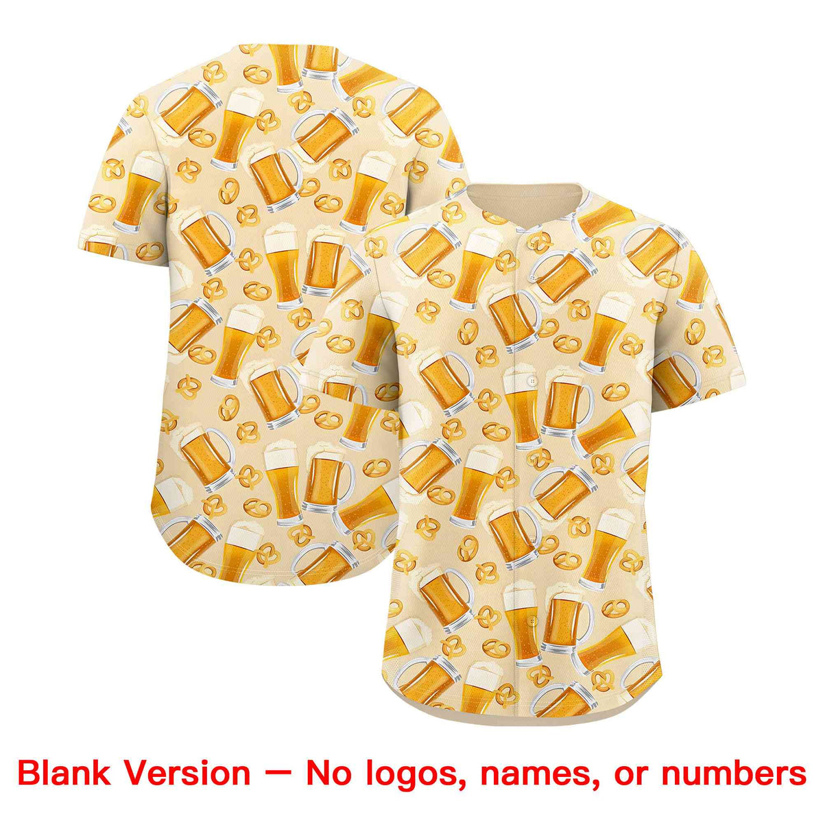 Custom Cream Orange National Beer Day Personalized Beer Pattern Baseball Jersey | Suitable For Groups Or Parties | KXKSHOP
