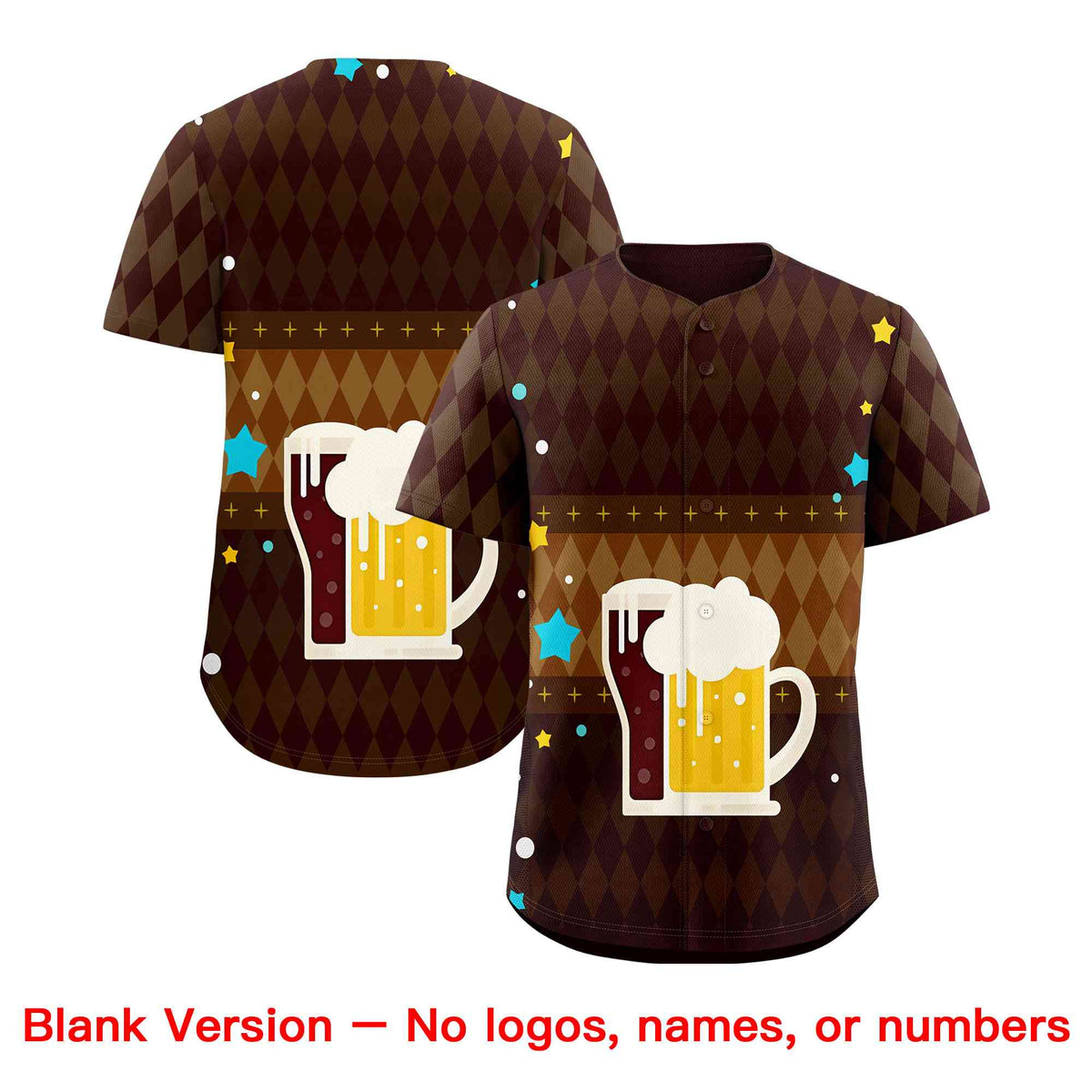 Custom Brown Light Brown National Beer Day Personalized Beer Pattern Baseball Jersey | Suitable For Groups Or Parties | KXKSHOP