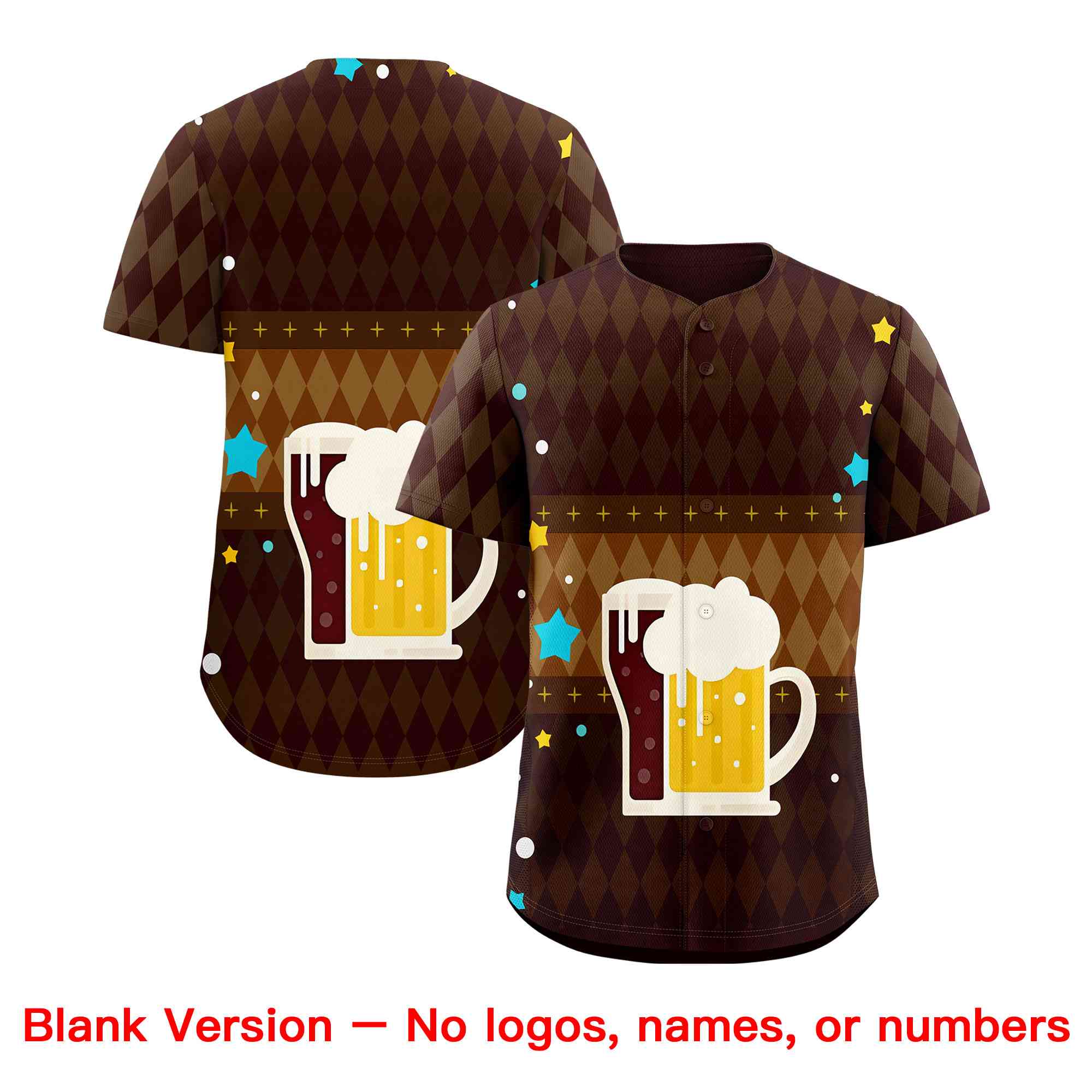 Custom Brown Light Brown National Beer Day Personalized Beer Pattern Baseball Jersey | Suitable For Groups Or Parties | KXKSHOP