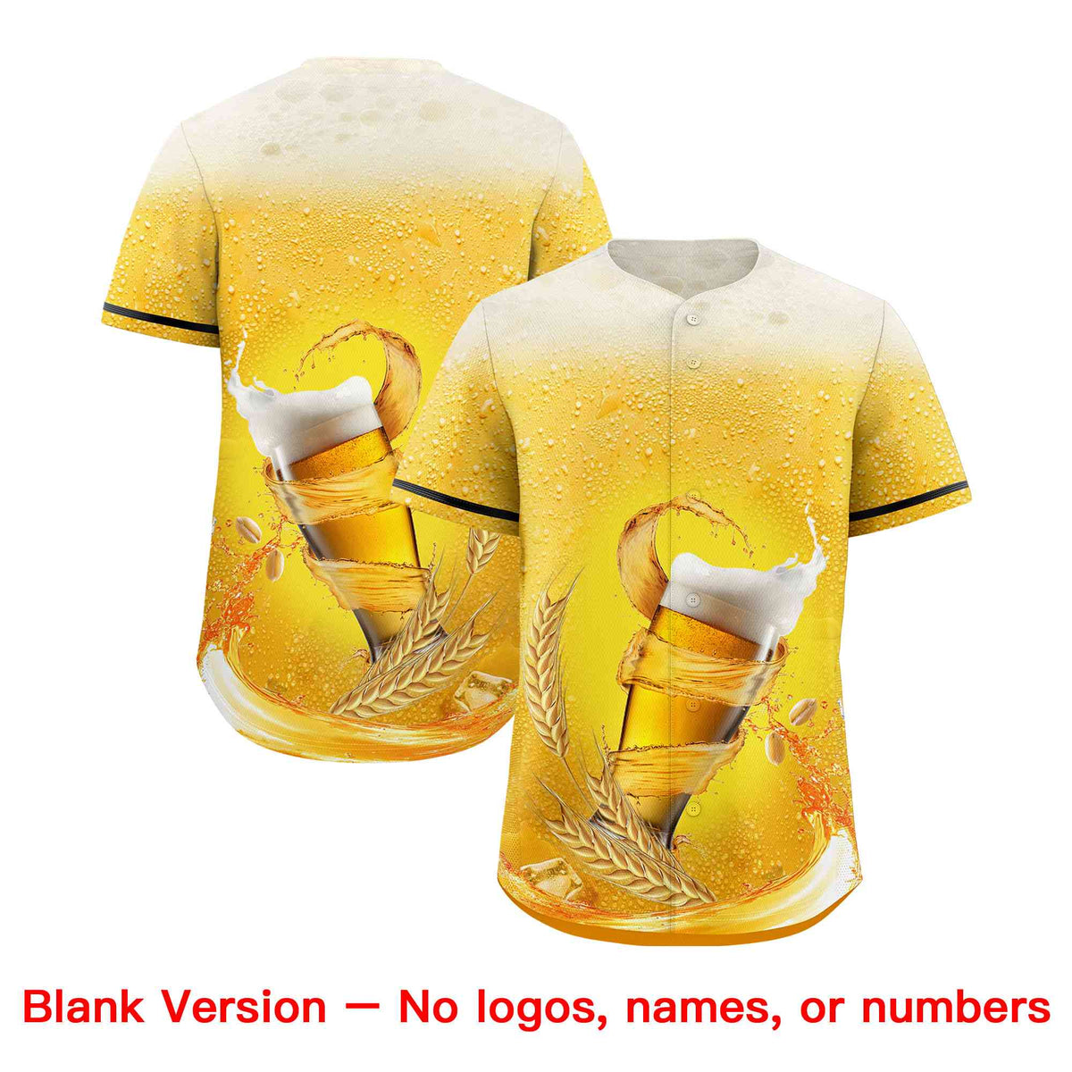 Custom Gold Black National Beer Day Personalized Beer Pattern Baseball Jersey | Suitable For Groups Or Parties | KXKSHOP