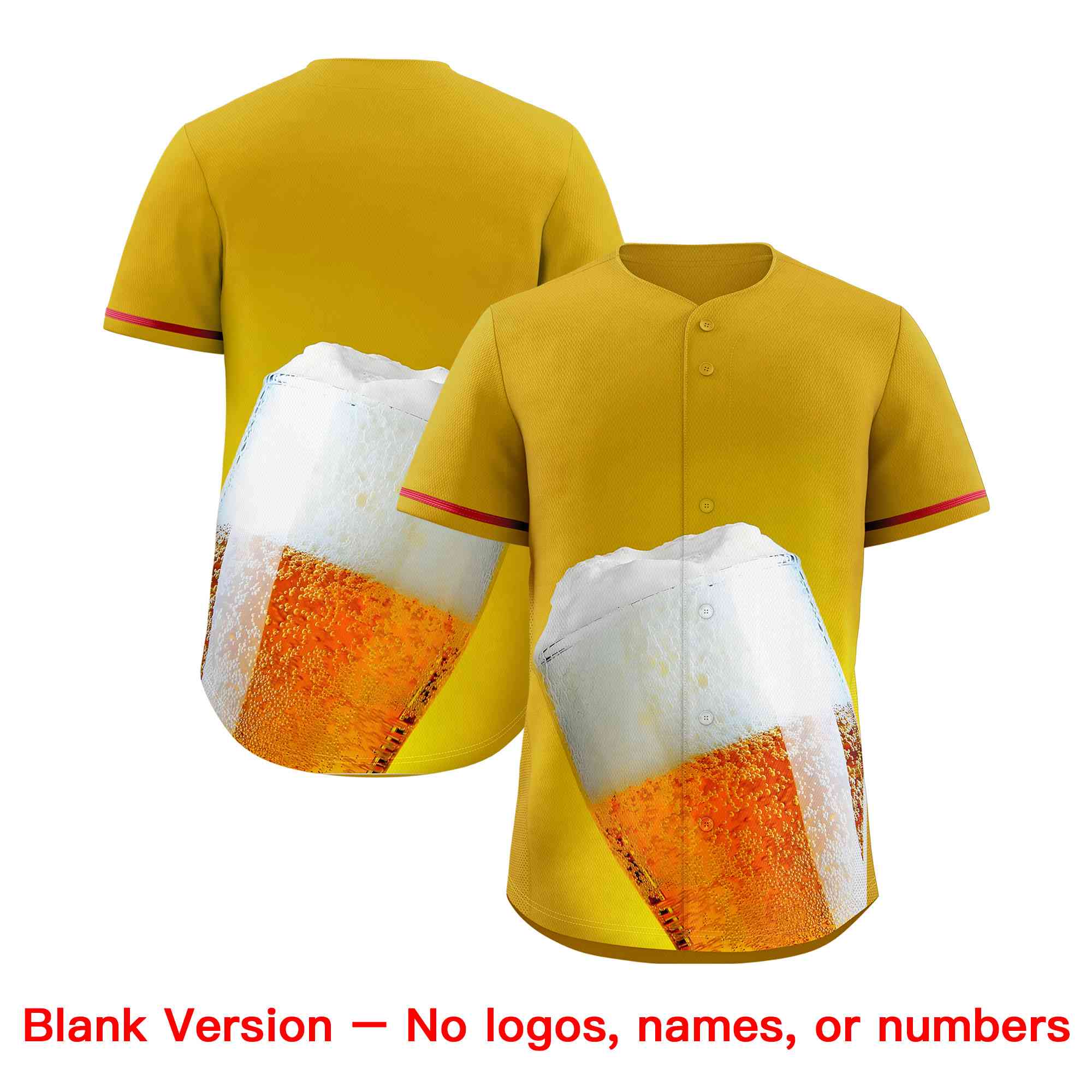 Custom Old Gold Red National Beer Day Personalized Beer Pattern Baseball Jersey | Suitable For Groups Or Parties | KXKSHOP