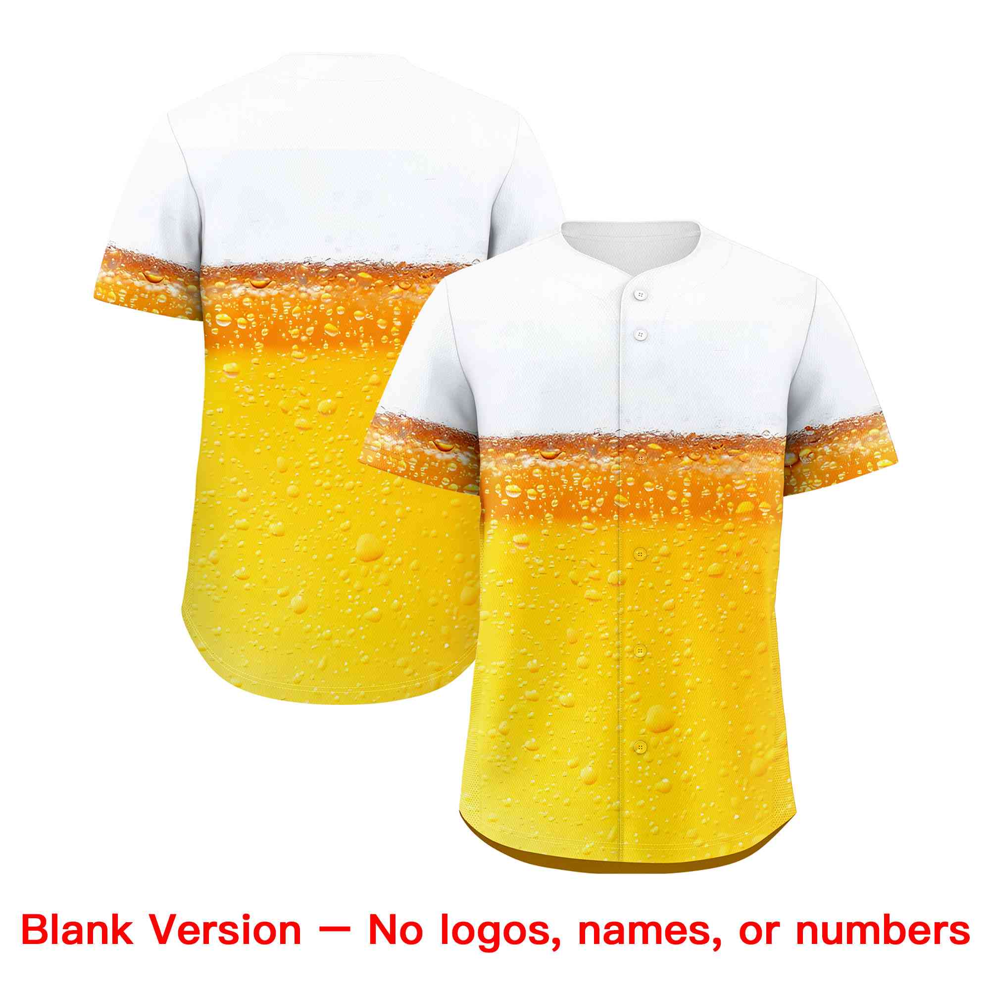 Custom Gold White National Beer Day Personalized Beer Pattern Baseball Jersey