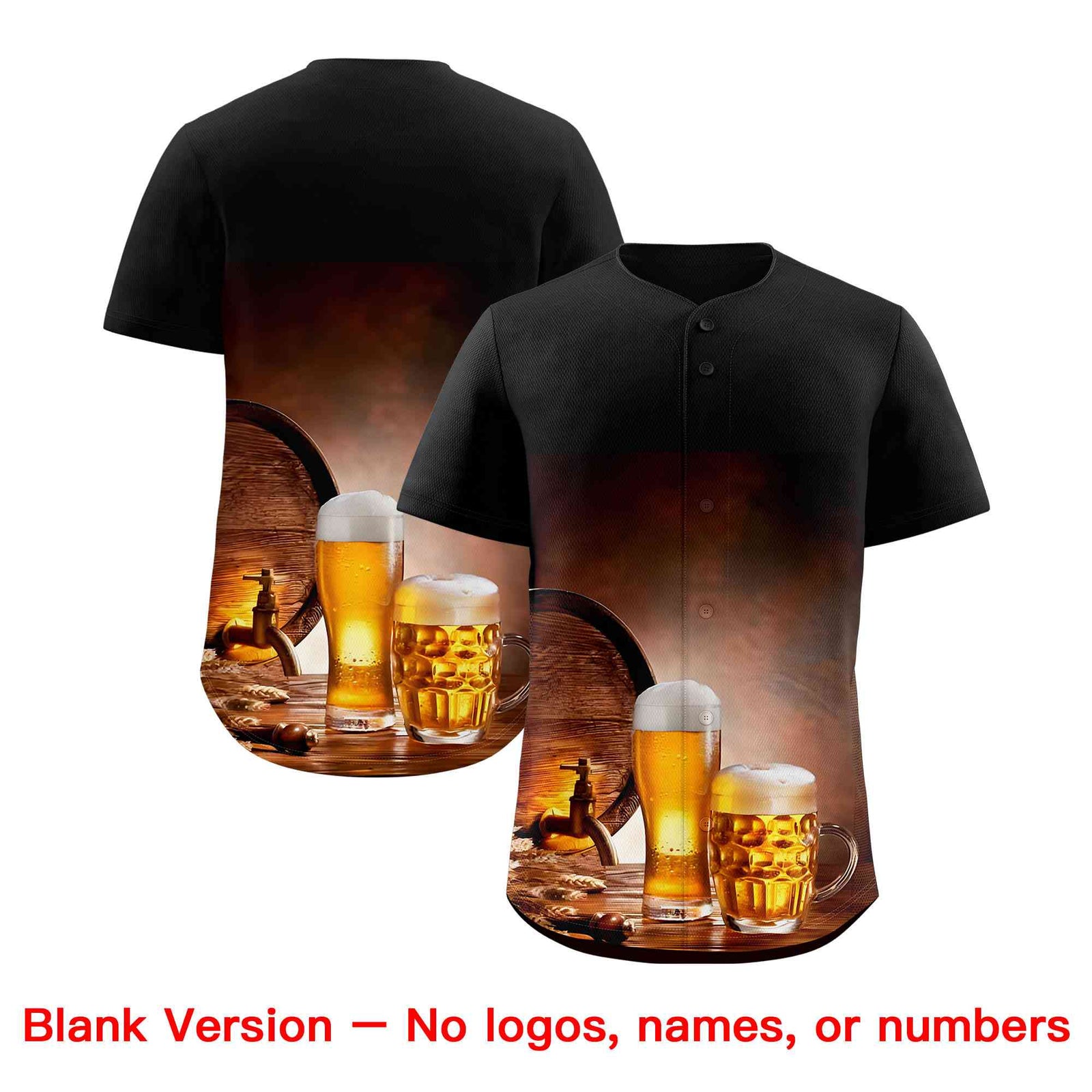 Custom Black National Beer Day Personalized Beer Pattern Baseball Jersey | Suitable For Groups Or Parties | KXKSHOP