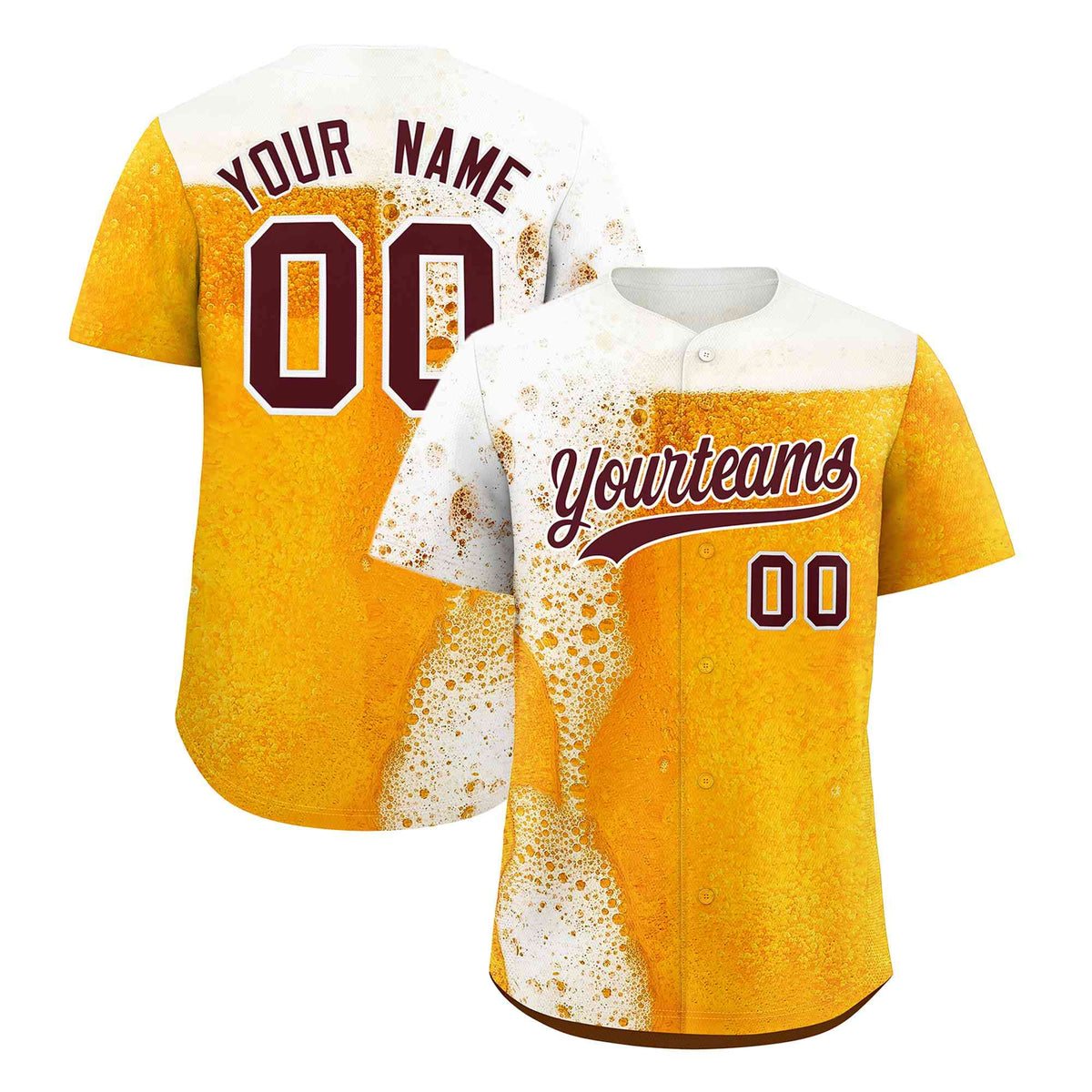 Custom Orange White National Beer Day Personalized Beer Pattern Baseball Jersey | Suitable For Groups Or Parties | KXKSHOP