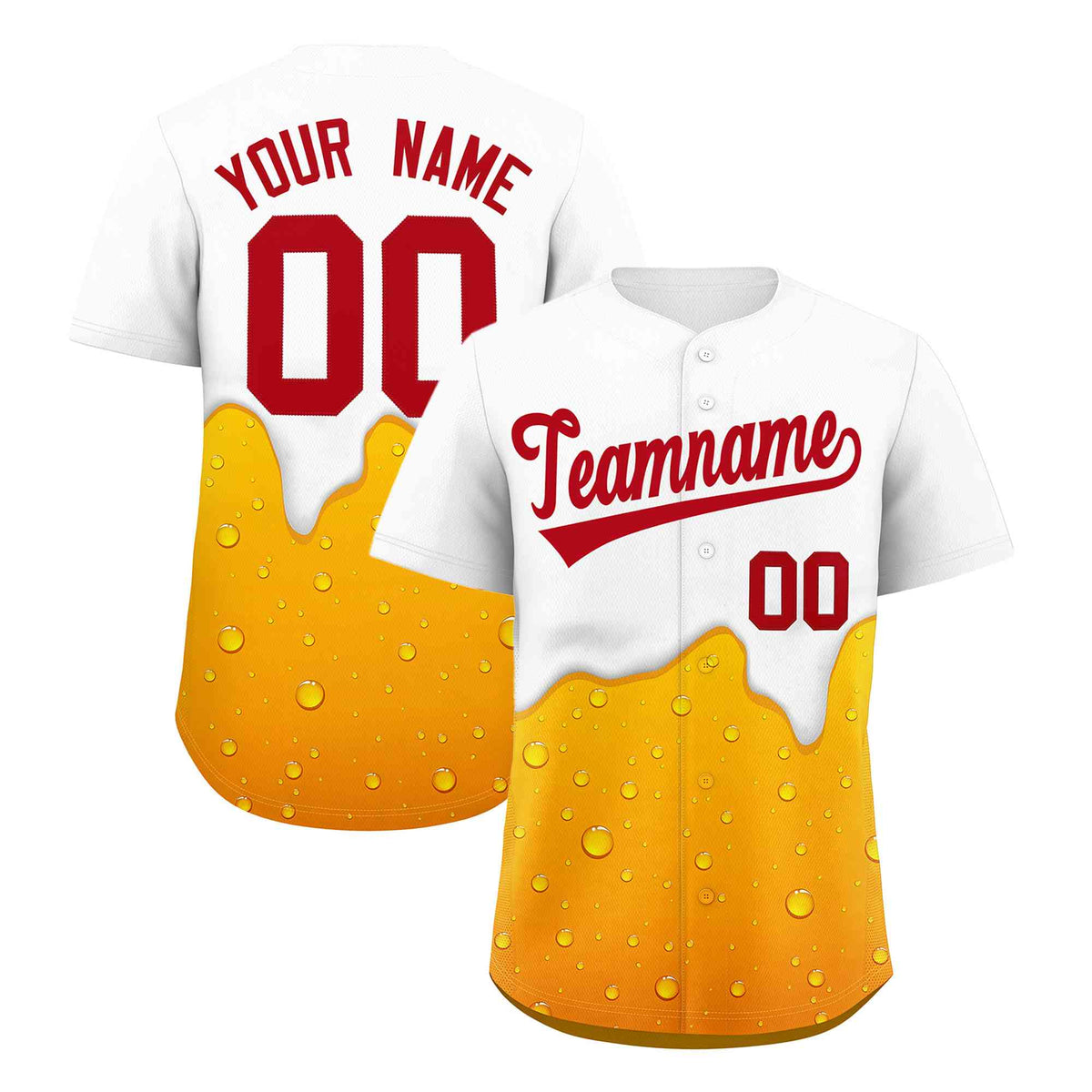 Custom Orange White National Beer Day Personalized Beer Pattern Baseball Jersey | Suitable For Groups Or Parties | KXKSHOP
